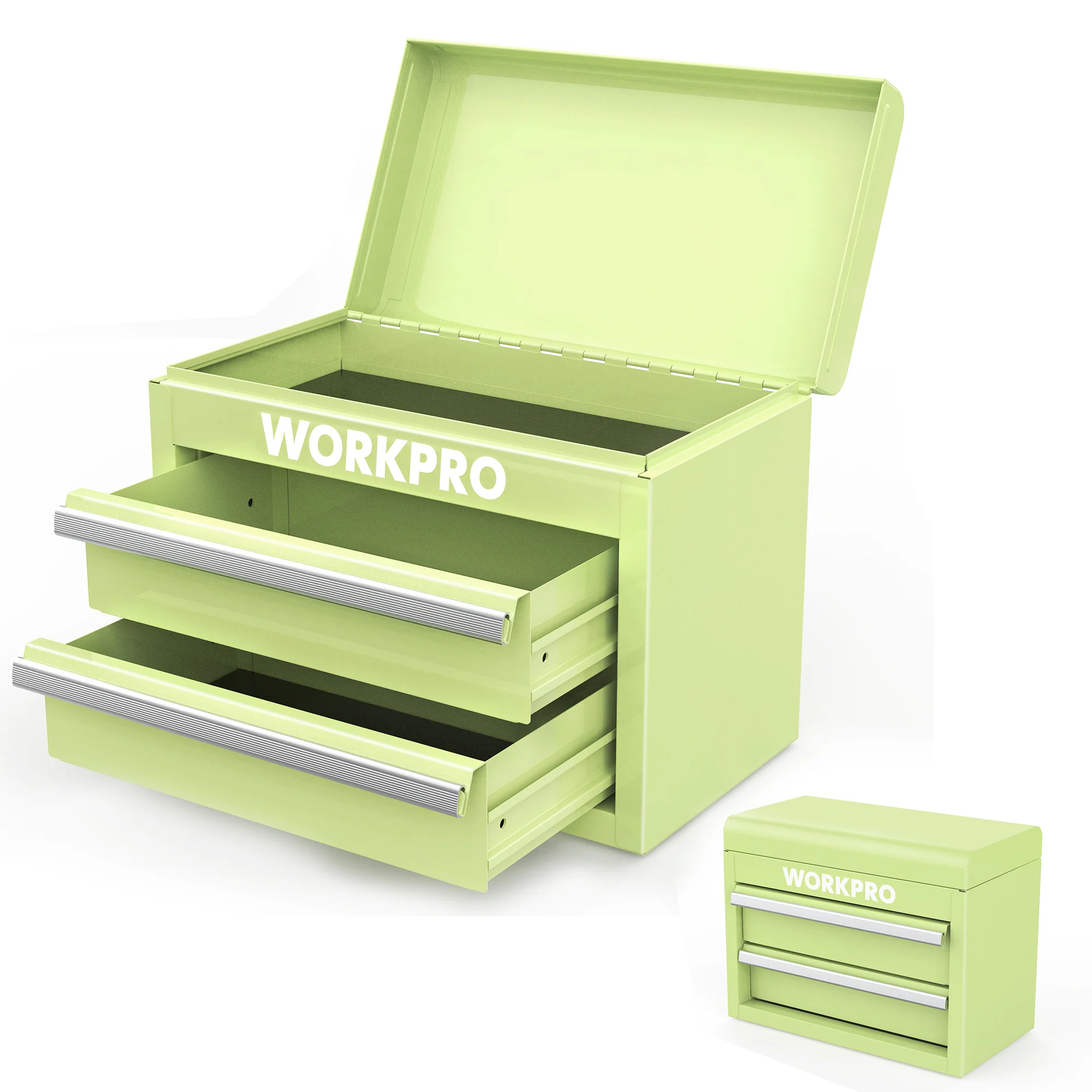 WORKPRO Mini Metal Tool Box with 2 Drawers and Top Storage - Image 10