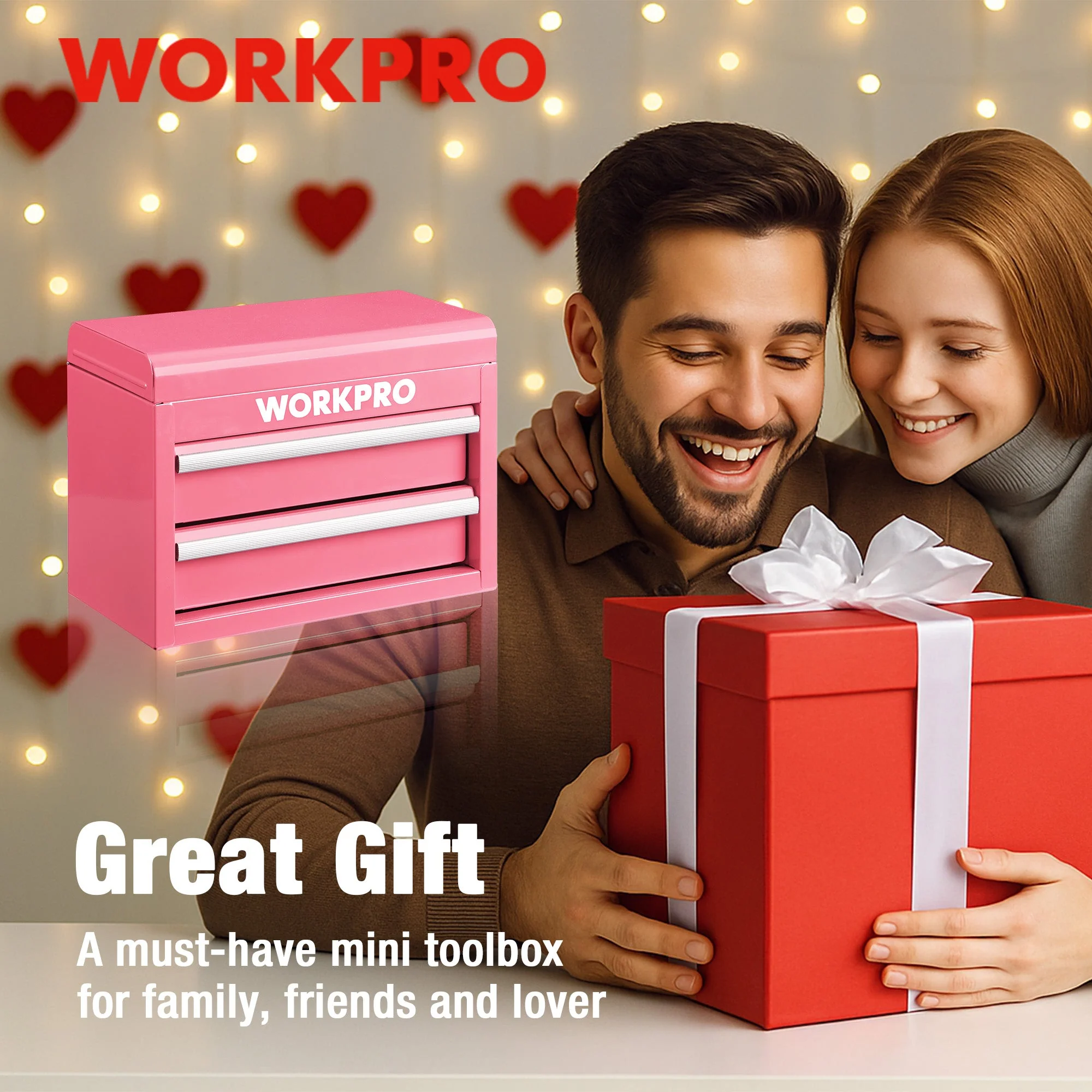 WORKPRO Mini Metal Tool Box with 2 Drawers and Top Storage, Small Tool Chest, Pink (upgraded with Ball Bearing Slides) - Image 7