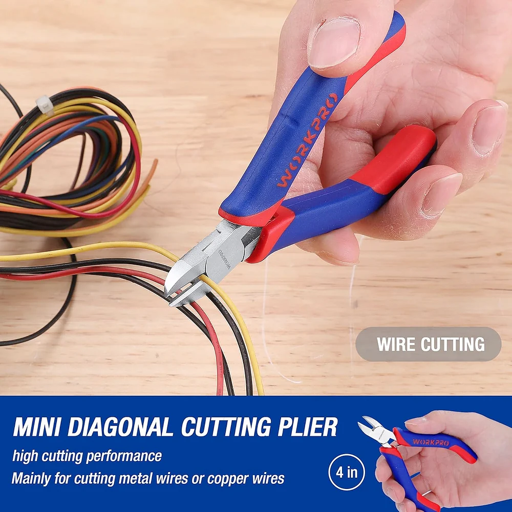 WORKPRO Mini Pliers Set, 3-Piece Small Pliers Tool Kit Includes 4” Diagonal Plier, 5” Long Nose Plier, 6” Needle Nose Plier, for Making Crafts, Repairing Electronic Devices - Image 6