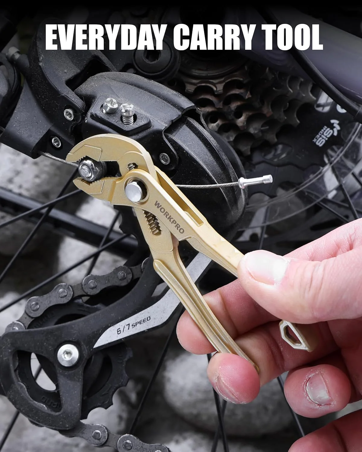 WORKPRO Mini Water Pump Pliers, 4-Inch Groove Joint Pliers, Fast Adjustable Tongue and Groove Plier with 15-Position Push-Lock, V-Jaw for Multi-Surface Grip, EDC Plier for Tight Spaces & Versatile Use - Image 5