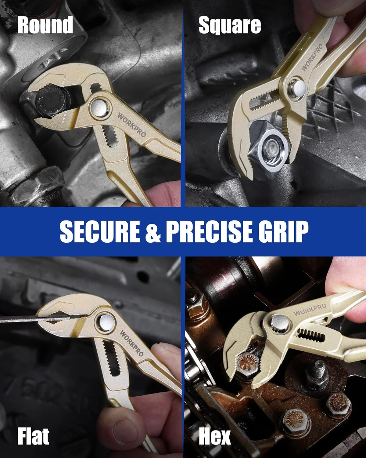 WORKPRO Mini Water Pump Pliers, 4-Inch Groove Joint Pliers, Fast Adjustable Tongue and Groove Plier with 15-Position Push-Lock, V-Jaw for Multi-Surface Grip, EDC Plier for Tight Spaces & Versatile Use - Image 6