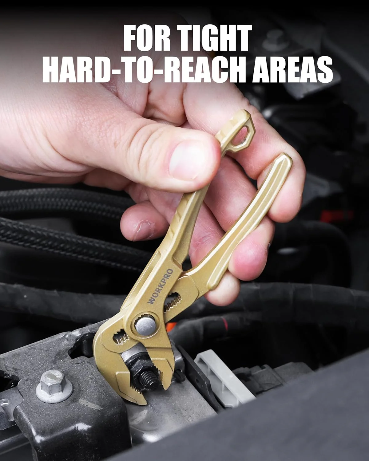 WORKPRO Mini Water Pump Pliers, 4-Inch Groove Joint Pliers, Fast Adjustable Tongue and Groove Plier with 15-Position Push-Lock, V-Jaw for Multi-Surface Grip, EDC Plier for Tight Spaces & Versatile Use - Image 8