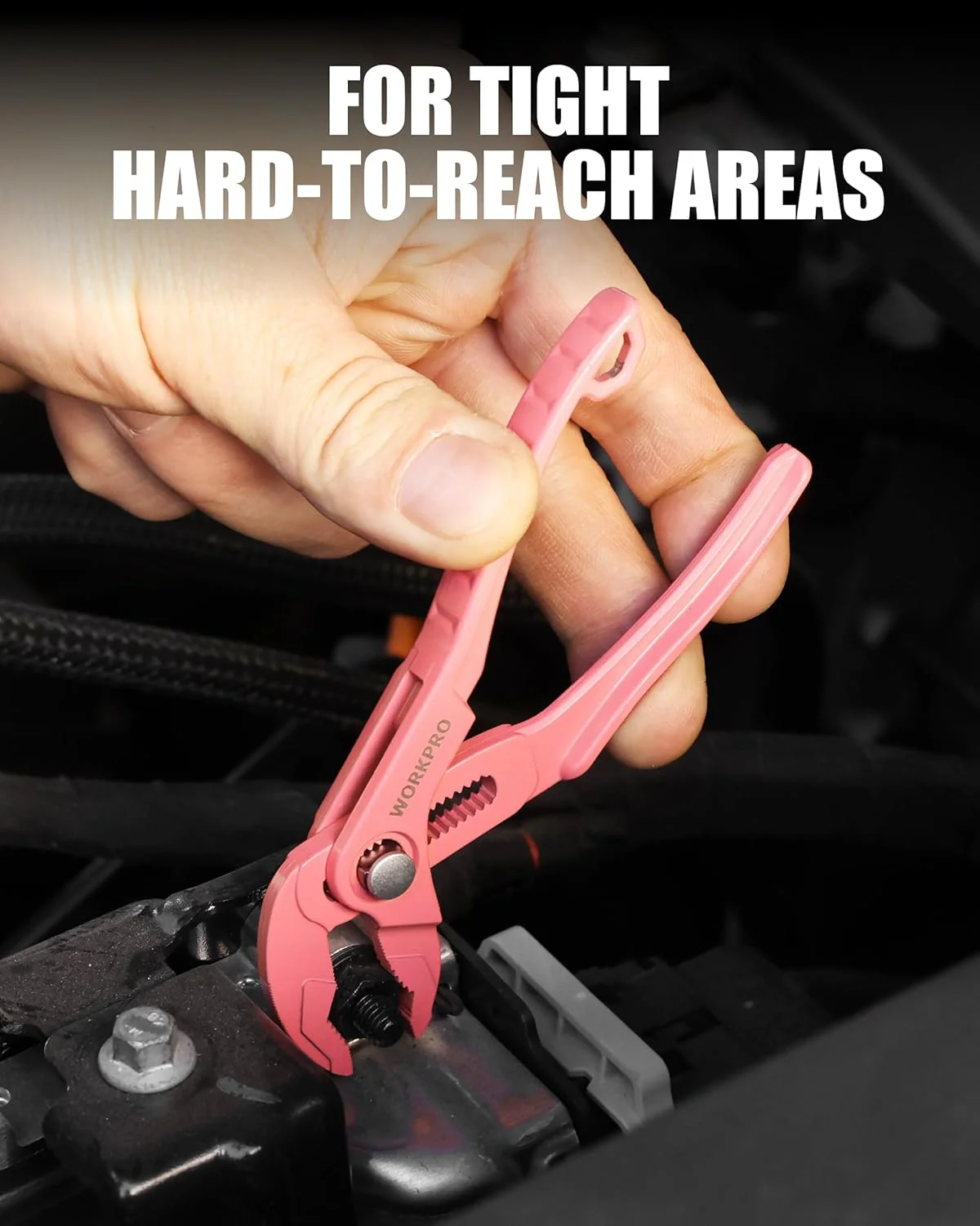 WORKPRO Mini Water Pump Pliers, 4-Inch Groove Joint Pliers, Fast Adjustable Tongue and Groove Plier with 15-Position Push-Lock, V-Jaw for Multi-Surface Grip, EDC Plier for Tight Spaces & Versatile Use - Image 5