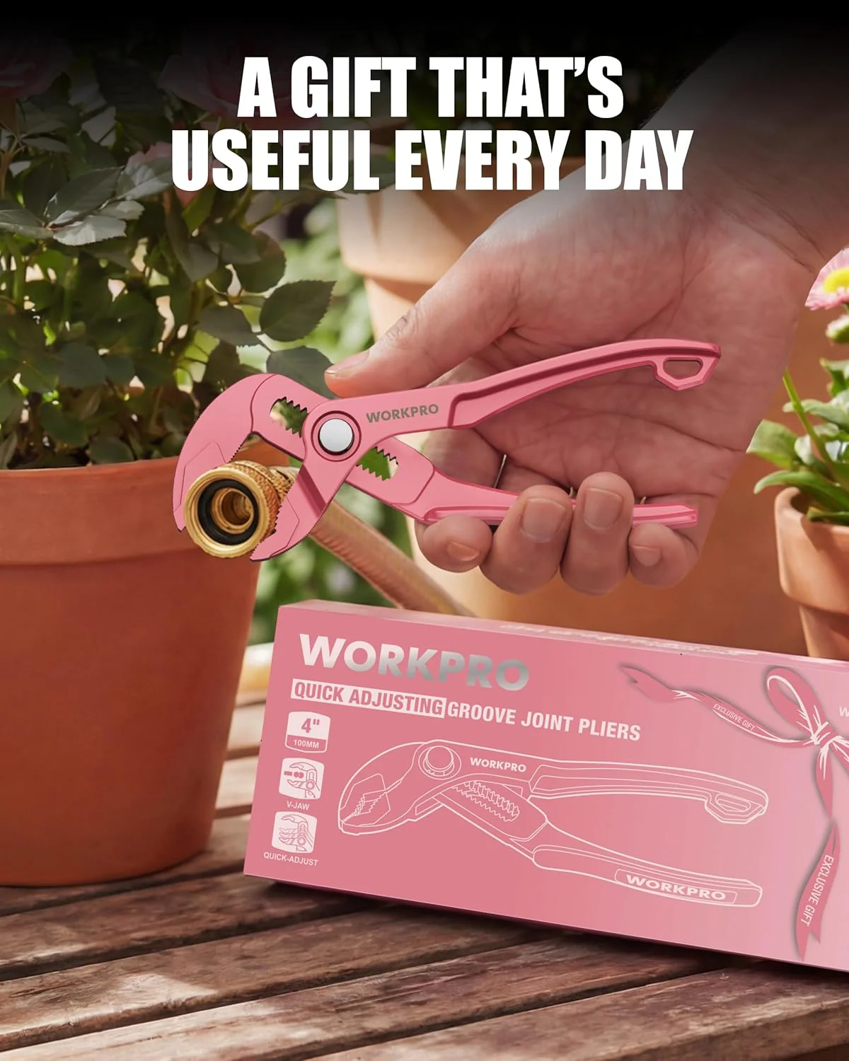 WORKPRO Mini Water Pump Pliers, 4-Inch Groove Joint Pliers, Fast Adjustable Tongue and Groove Plier with 15-Position Push-Lock, V-Jaw for Multi-Surface Grip, EDC Plier for Tight Spaces & Versatile Use - Image 8