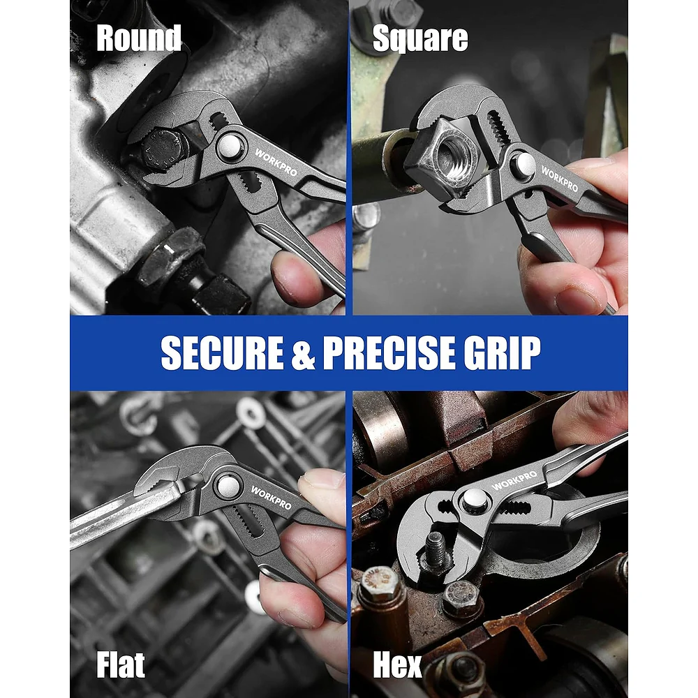WORKPRO Mini Water Pump Pliers, 4-Inch Groove Joint Pliers, Fast Adjustable Tongue and Groove Plier with 15-Position Push-Lock, V-Jaw for Multi-Surface Grip, EDC Plier for Tight Spaces & Versatile Use - Image 5