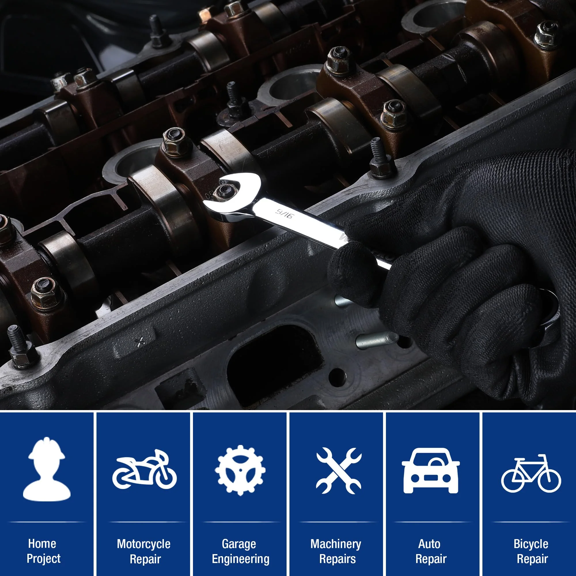 WORKPRO Multi-Size Ratcheting Wrench SAE, CR-V - Image 26
