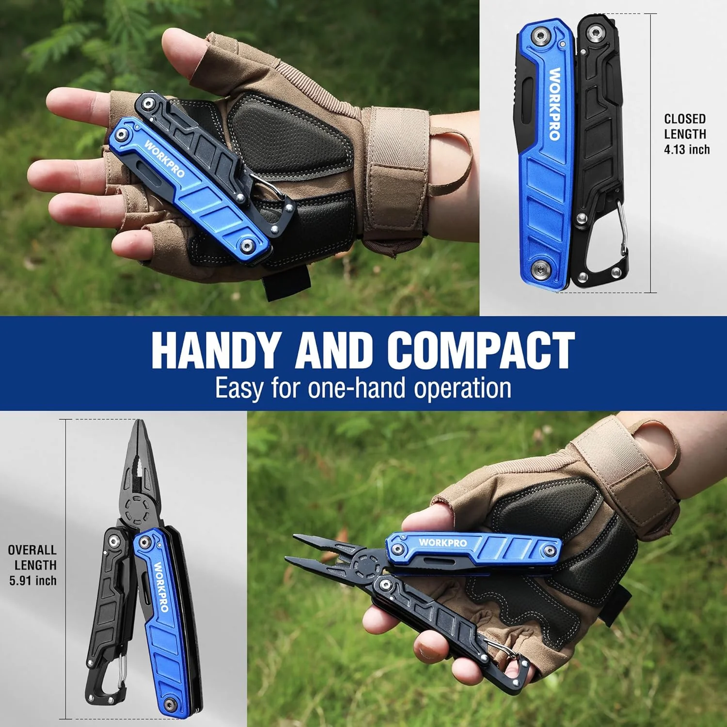 WORKPRO Multitool-11 in 1 Camping Tools with Mini Hammer-EDC Gear Multi Tools Hammer with Safety Lock and Pouch-Mini Multitools Gifts for Men and Women - Image 5