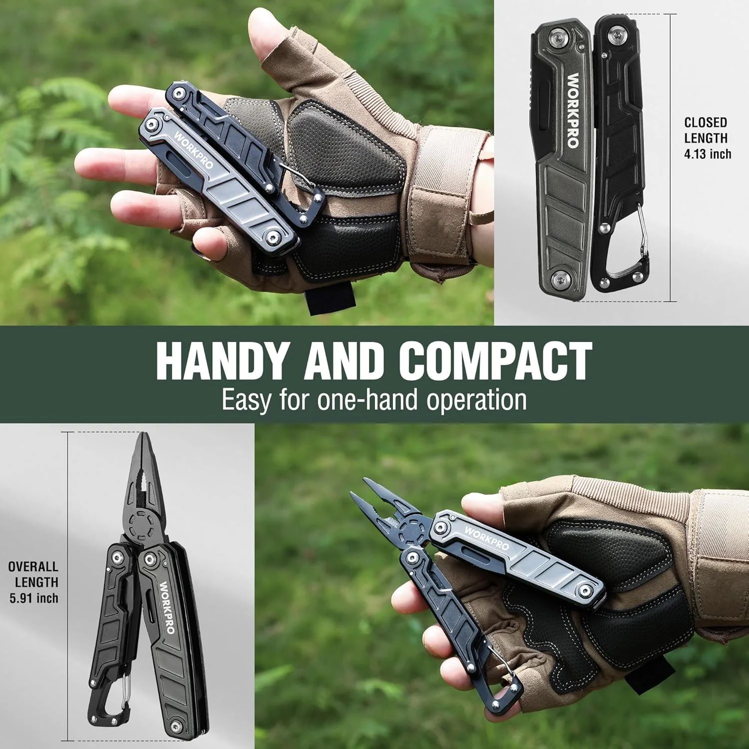 WORKPRO Multitool-11 in 1 Multitool Pliers with Pocket Clip and Sheath-EDC Multi Tool Knives with Safety Lock-Camping Tools Pocket Knife with Screwdriver Saw Blade Wire Cutter and Bottle Opener - Image 4