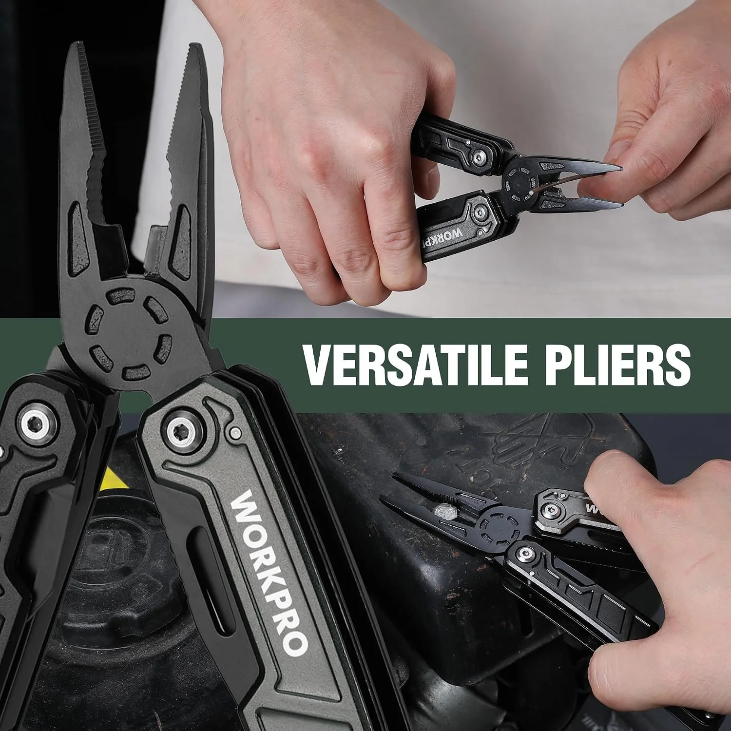 WORKPRO Multitool-11 in 1 Multitool Pliers with Pocket Clip and Sheath-EDC Multi Tool Knives with Safety Lock-Camping Tools Pocket Knife with Screwdriver Saw Blade Wire Cutter and Bottle Opener - Image 6