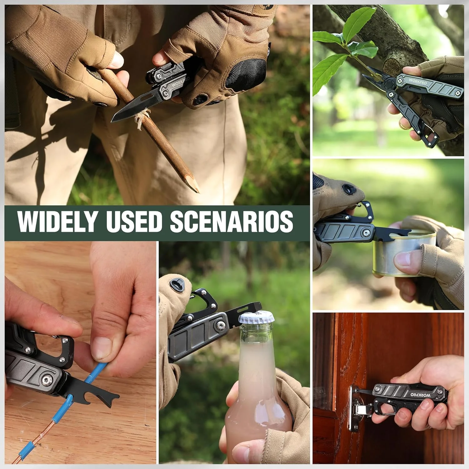 WORKPRO Multitool-11 in 1 Multitool Pliers with Pocket Clip and Sheath-EDC Multi Tool Knives with Safety Lock-Camping Tools Pocket Knife with Screwdriver Saw Blade Wire Cutter and Bottle Opener - Image 7