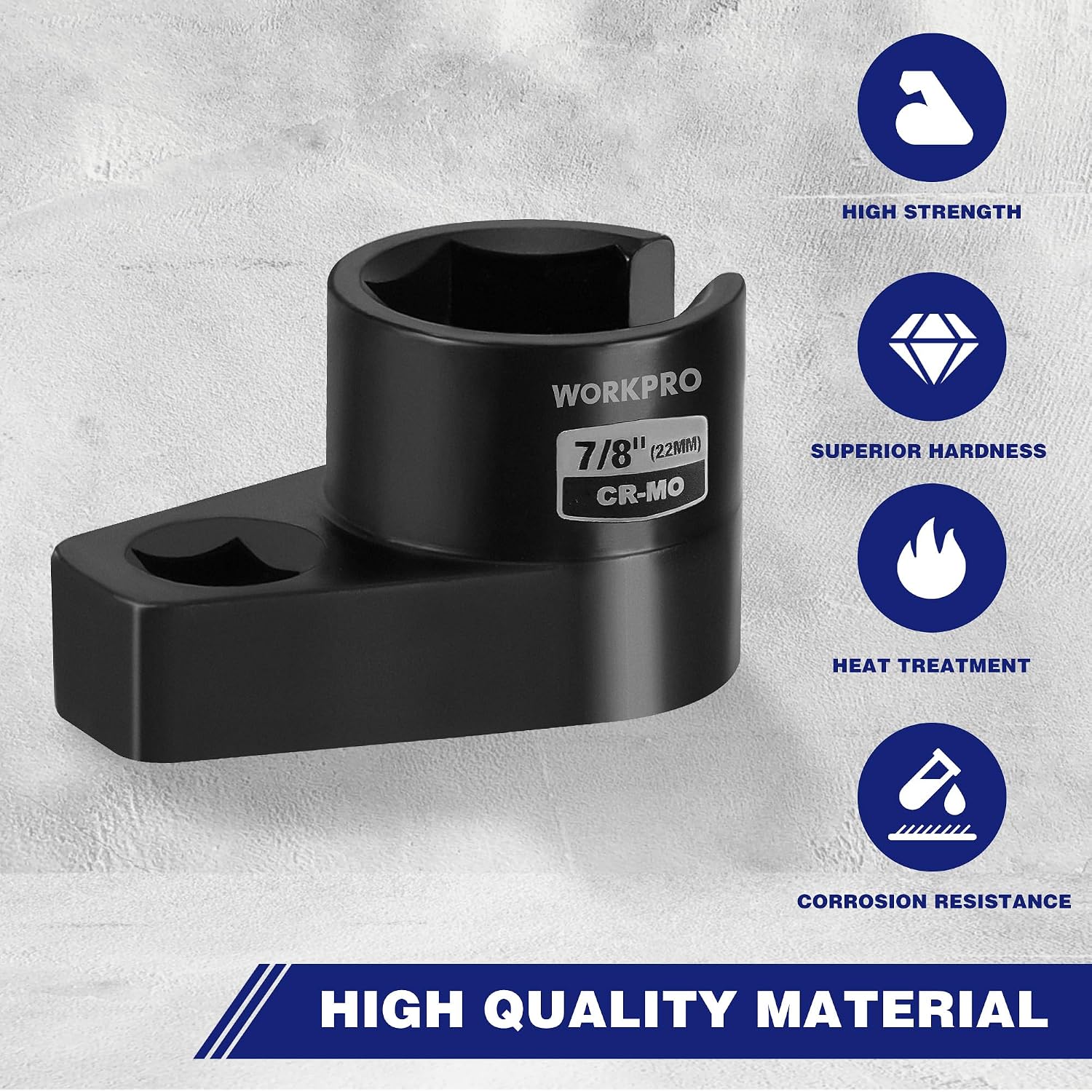 WORKPRO O2 Oxygen Sensor Socket 3/8” Drive x 7/8” 22mm | Offset Oxygen Sensor Removal Tool Wrench, 6-Point O2 Sensor Tool with Wire Gate - Image 7