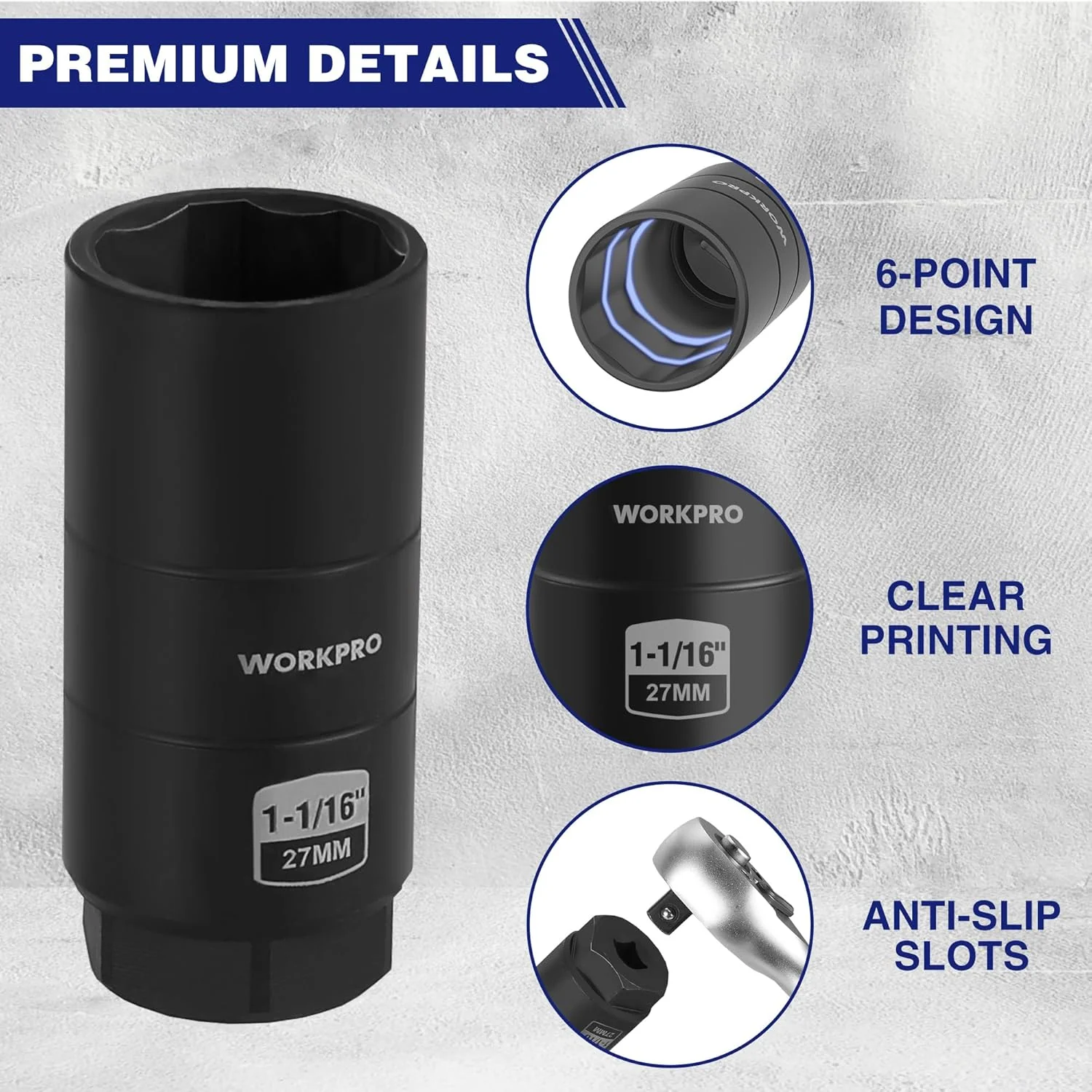 WORKPRO Oil Pressure Sensor Socket, 3/8" Drive x 1" and 1-1/16" 25mm 27mm | Automotive Professional Oil Pressure Switch Socket, Quick Removing Installing Oil Sending Unit Universal Fit - Image 7