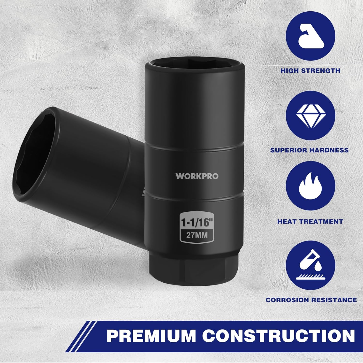 WORKPRO Oil Pressure Sensor Socket, Automotive Professional Oil Pressure Switch Socket 3/8" Drive x 1" and 1-1/16" 25mm 27mm, Quick Removing Installing Oil Sending Unit Universal Fit - Image 7