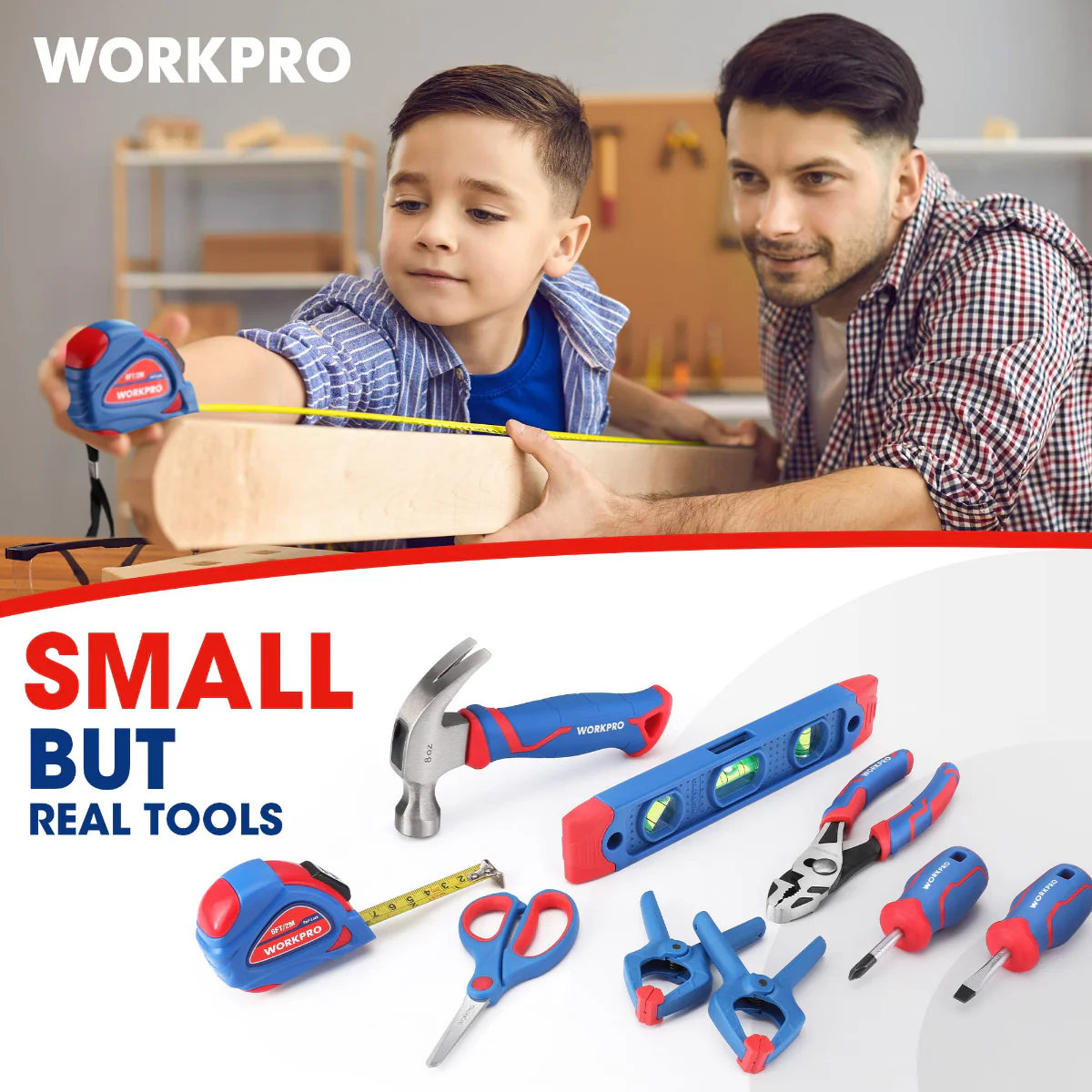 WORKPRO Beginner Kids Tool Set with 12 Inch Steel Tool Case on Wheels - Pink Ribbon - Image 12