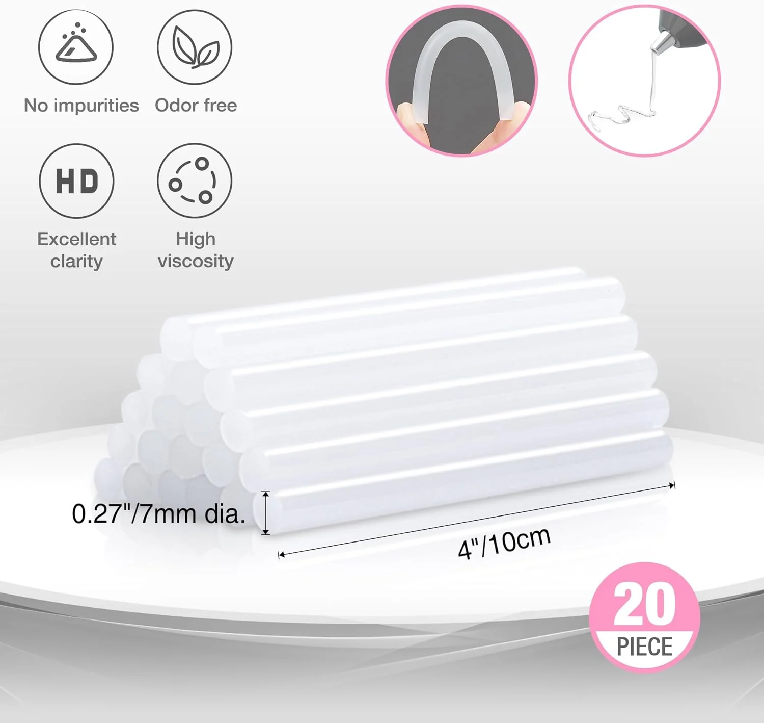 WORKPRO Pink Cordless Mini Hot Glue Gun, Energy Saving Rechargeable Fast Heating Glue Gun Kit with 20 Pcs Mini Glue Sticks, Automatic-Safety-Power-Off Glue Gun for Decoration, Art - Pink Ribbon - Image 3