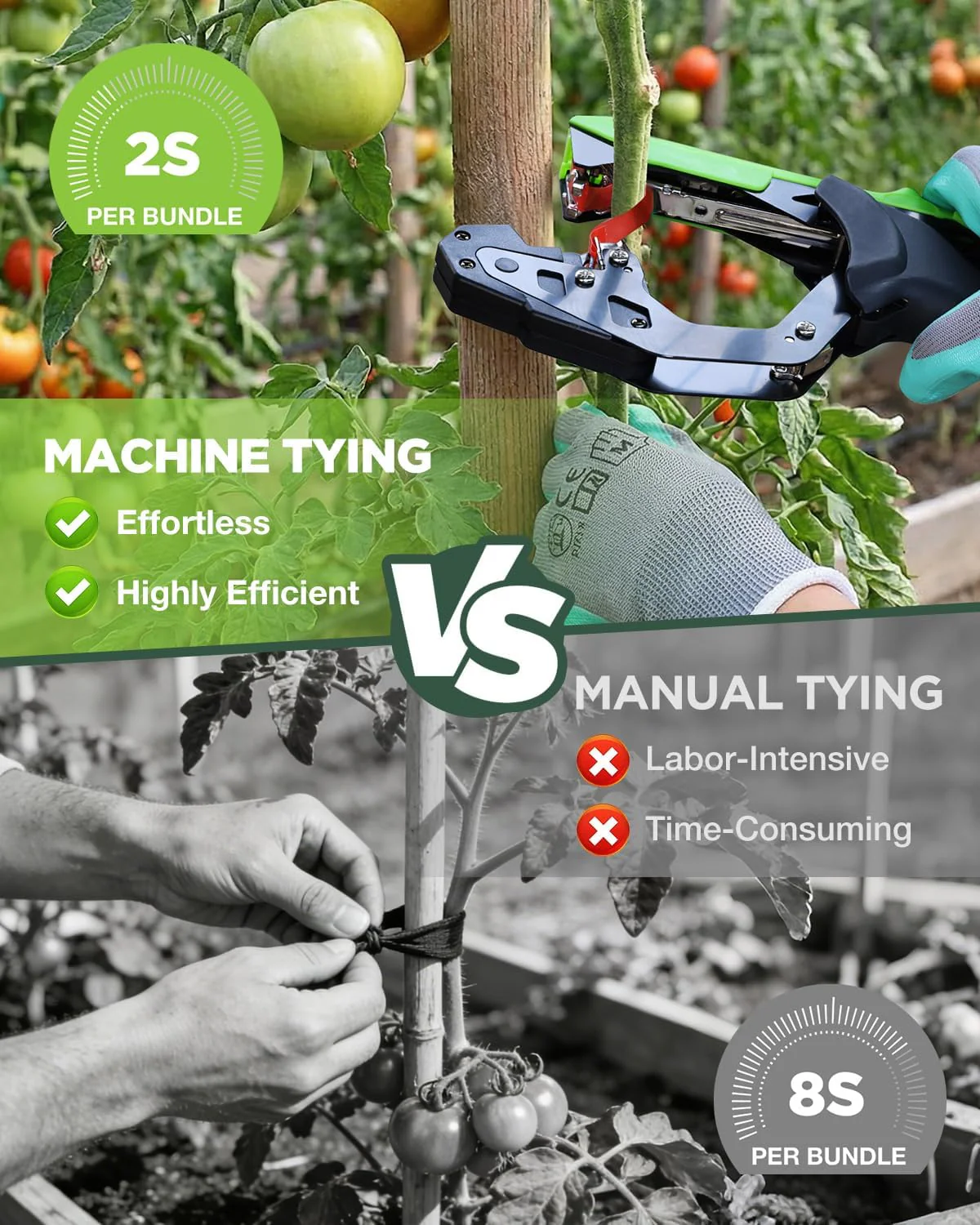 WORKPRO Plant Tying Machine, Lightweight Tape Gun for Tying Vines and Support Plants, Includes Gloves, 20 Rolls of Tape, 10,000 Staples, Ideal for Tomatoes, Grapes, Cucumber and Vegetables - Image 4