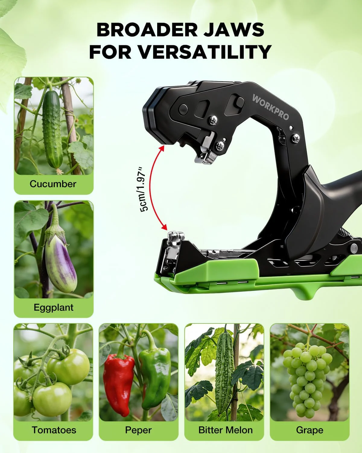 WORKPRO Plant Tying Machine, Lightweight Tape Gun for Tying Vines and Support Plants, Includes Gloves, 20 Rolls of Tape, 10,000 Staples, Ideal for Tomatoes, Grapes, Cucumber and Vegetables - Image 5