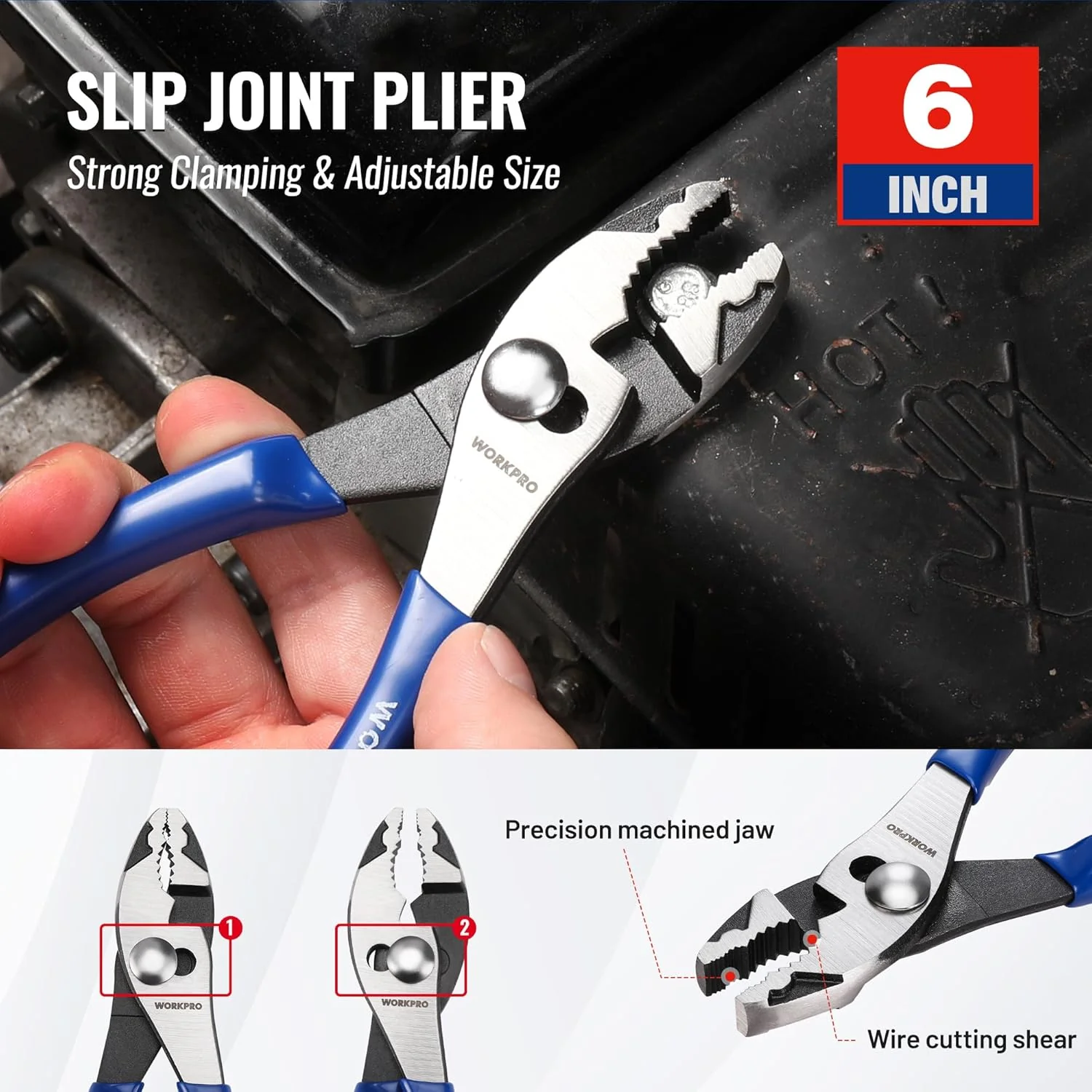 WORKPRO Pliers Set, 3-Piece Plier Tool Set with Soft Handle, 6" Needle Nose, 6" Slip Joint, 8" Groove Joint Plier for DIY & Home Use - Image 3