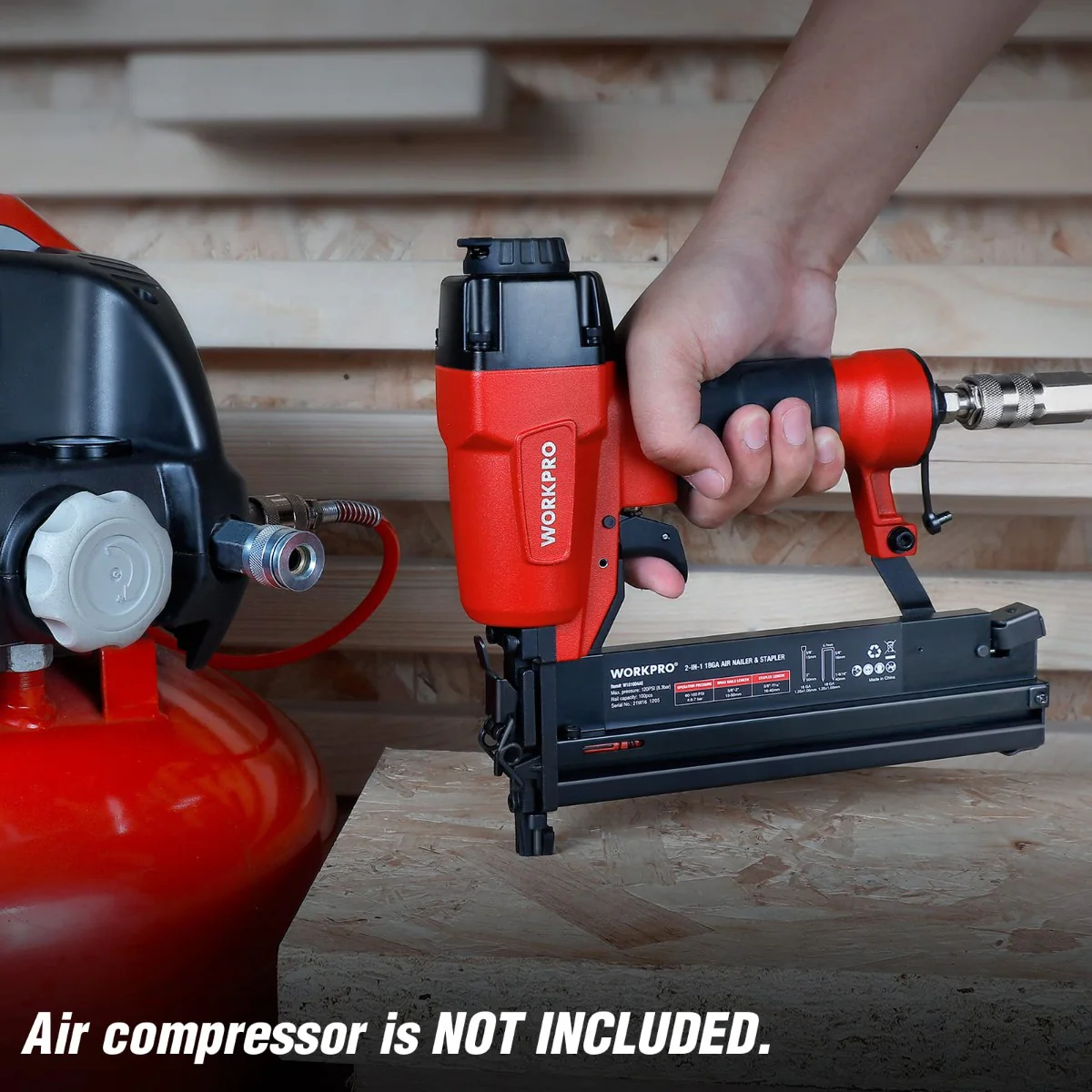 WORKPRO Pneumatic 2 in 1 Brad Nailer with 400pcs Nails/ 300 Pcs Staples - Image 7