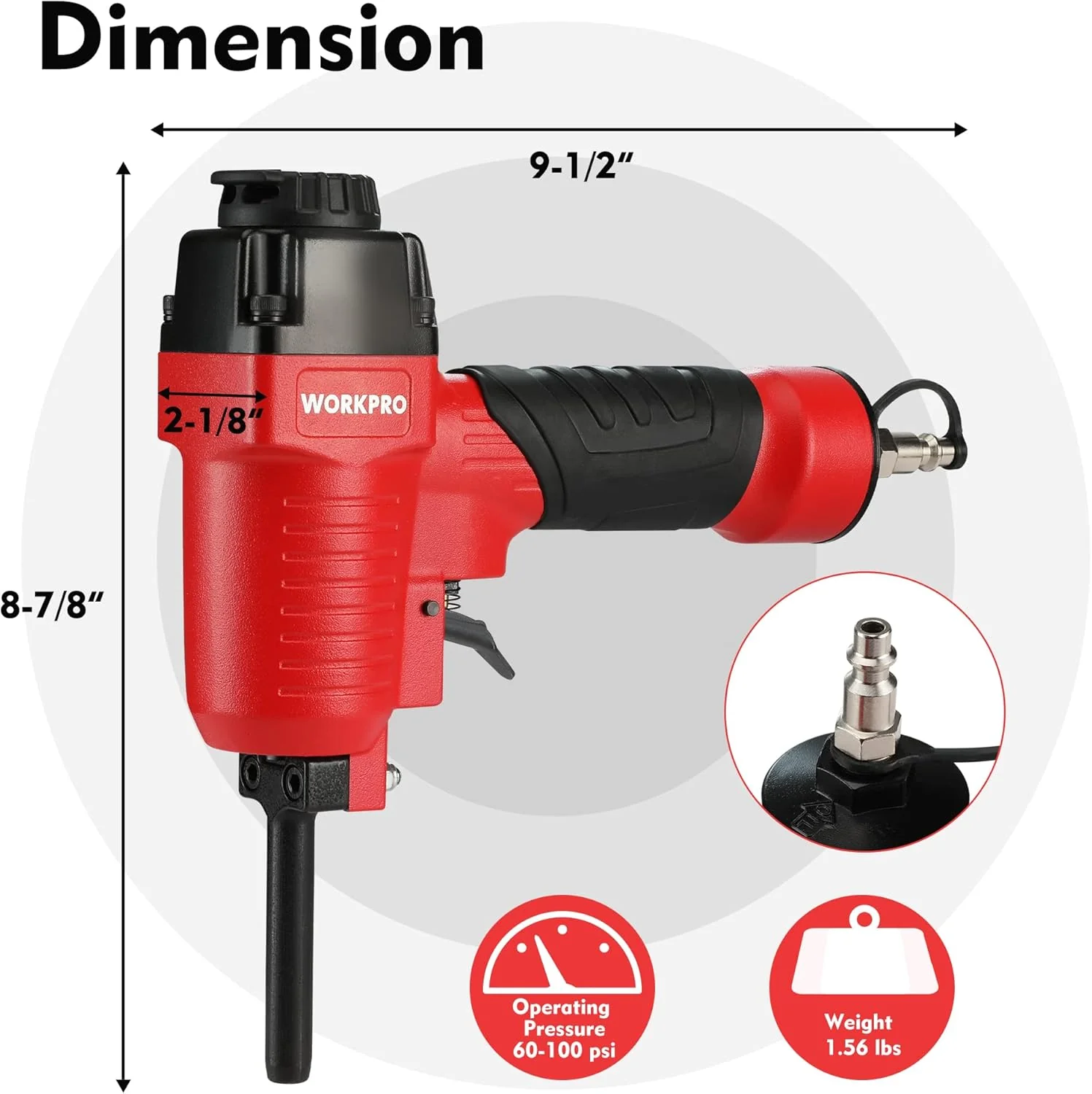 WORKPRO Pneumatic Nail Remover, Professional Heavy Duty Punch Nailer/Nail Puller/Nail Remover for Wood Workpieces, 60-100 PSI Denailer Removes 9-16 Gauge Nails - Image 2