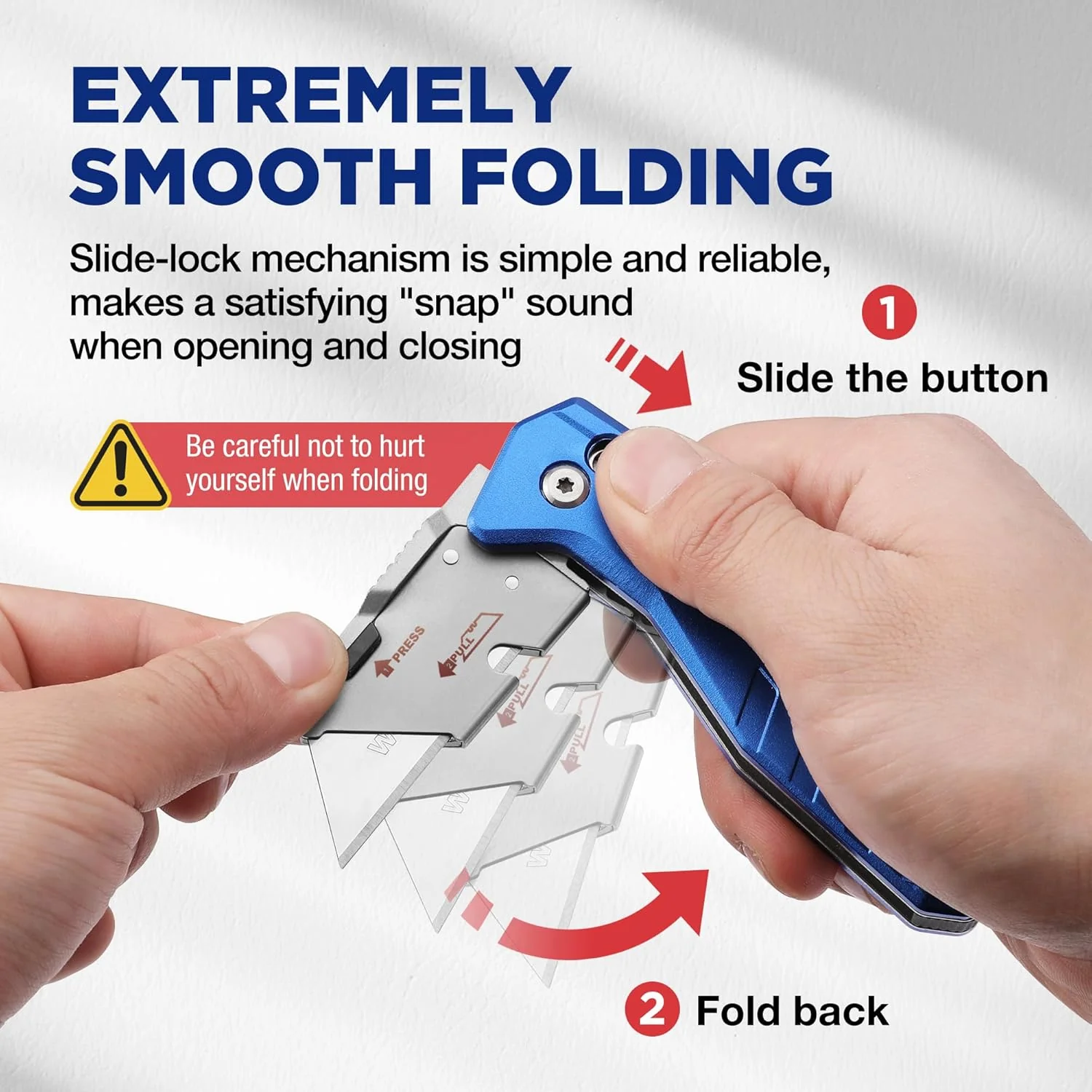 WORKPRO Premium Axis Lock Utility Knife Folding, Heavy Duty Metal Box Cutter with Quick Open Lock, Quick Change Blade Razor Knife, Foldable Pocket Knife with Belt Clip - Image 4