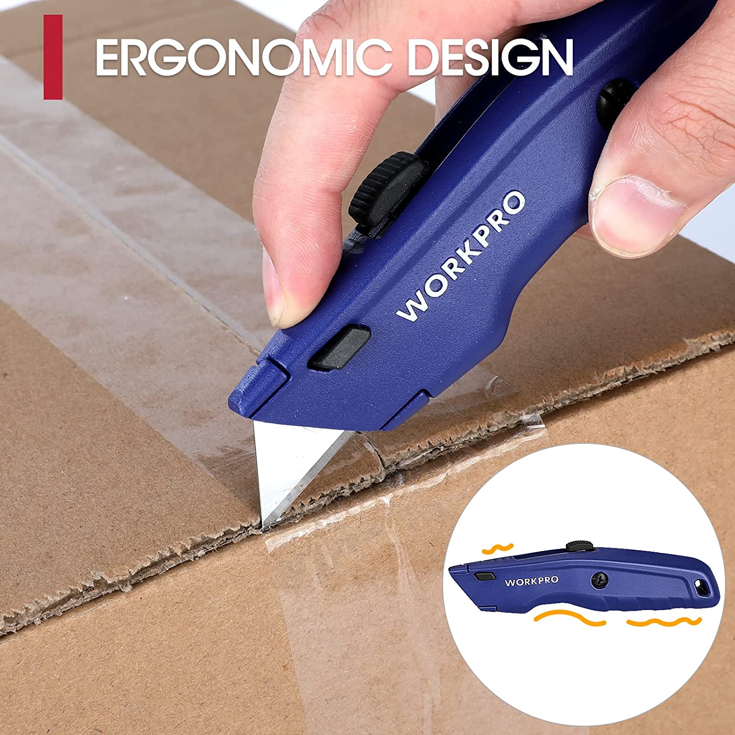 WORKPRO Premium Utility Knife, Retractable All Metal Heavy Duty Box Cutter, Quick Change Blade Razor Knife, with 10 Extra Blades - Image 8