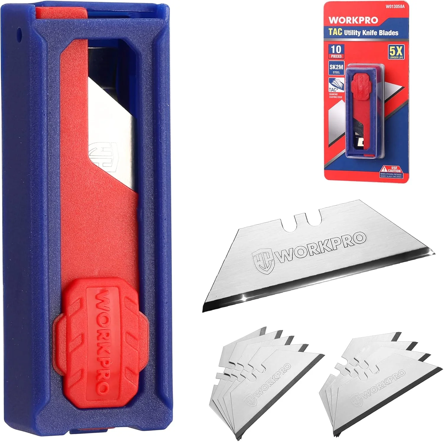 WORKPRO Premium Utility Knife Blades, TAC Diamond Coated SK2M, 10-Pack Utility Blades Replacement with Dispenser - Image 7