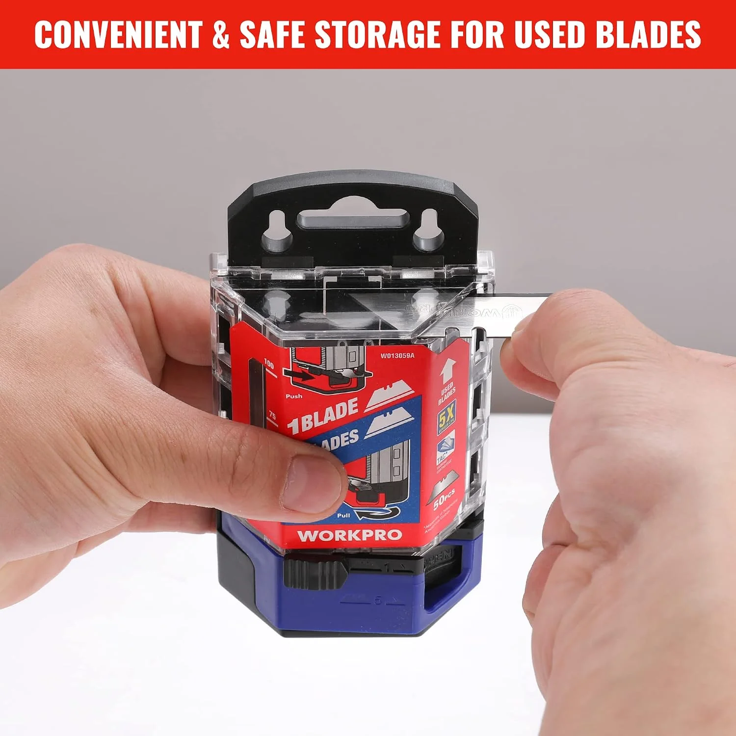 WORKPRO Premium Utility Knife Blades, TAC Diamond Coated SK2M, 50-Pack Utility Blades Replacement with Dispenser - Image 7