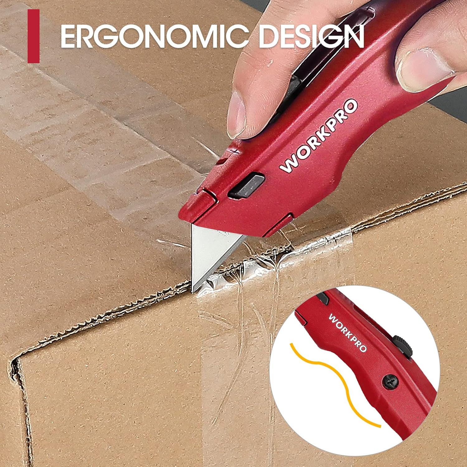 WORKPRO Premium Utility Knife, Retractable All Metal Heavy Duty Box Cutter, Quick Change Blade Razor Knife, 3PCS with 10 Extra Blades - Image 4
