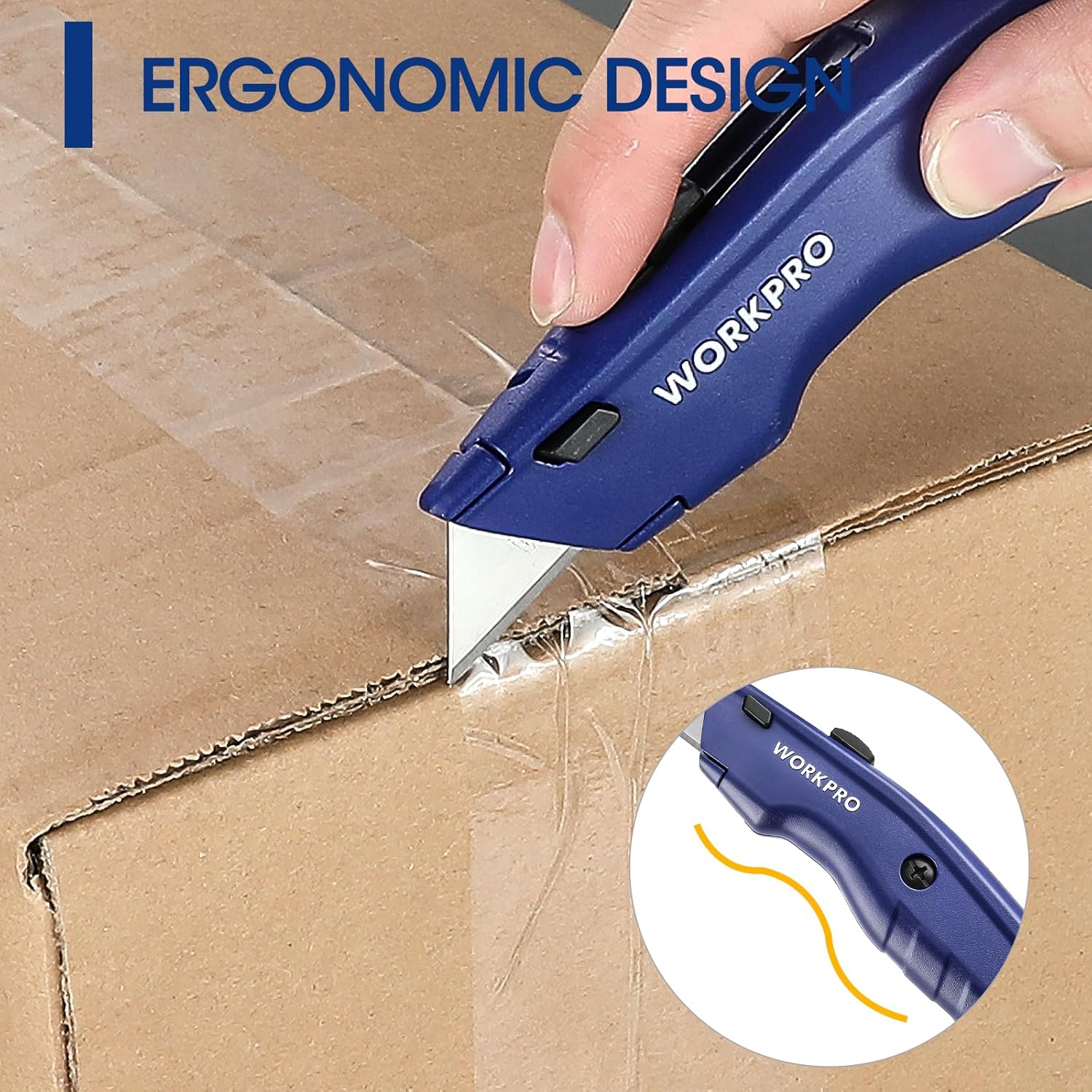 WORKPRO Premium Utility Knife, Retractable All Metal Heavy Duty Box Cutter, Quick Change Blade Razor Knife, with 10 Extra Blades - Image 4