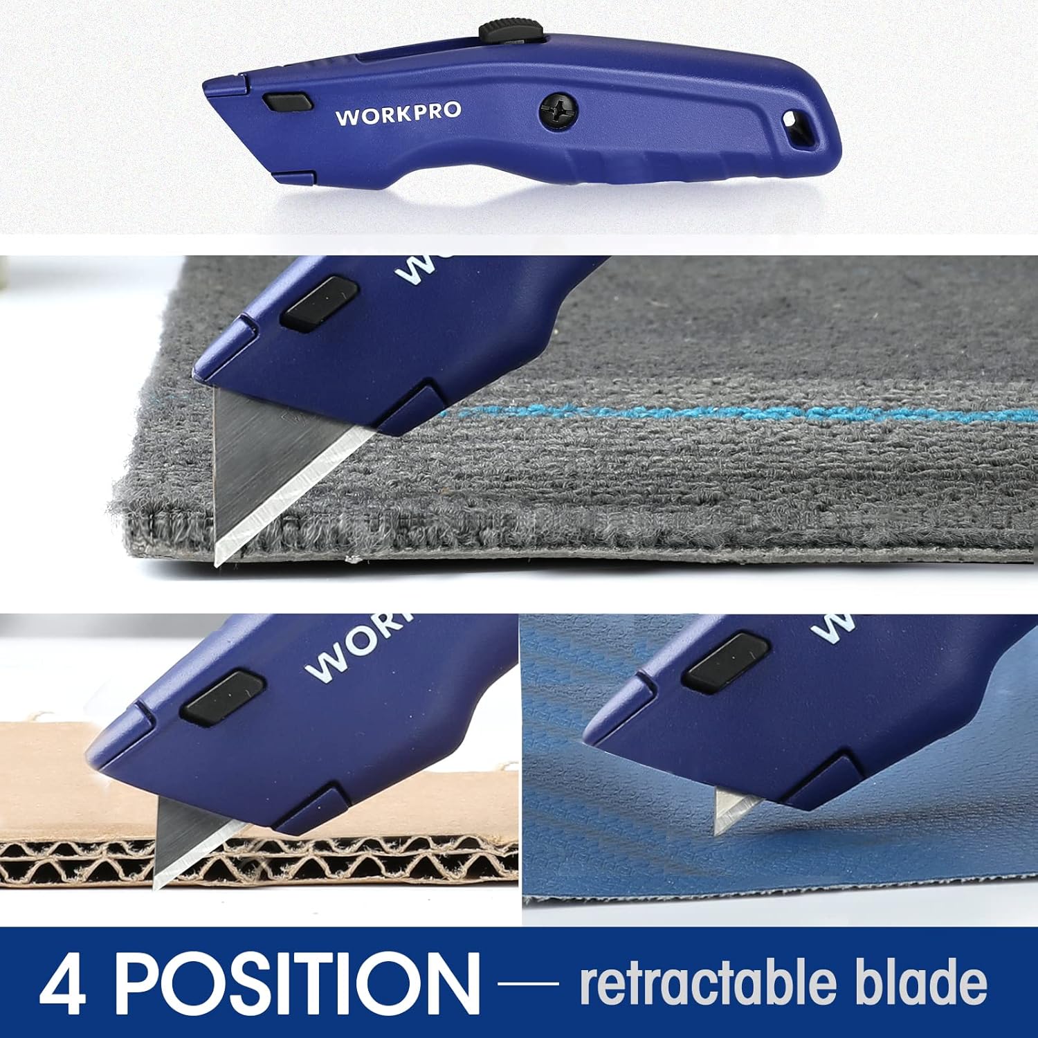 WORKPRO Premium Utility Knife, Retractable All Metal Heavy Duty Box Cutter, Quick Change Blade Razor Knife, with 10 Extra Blades - Image 5