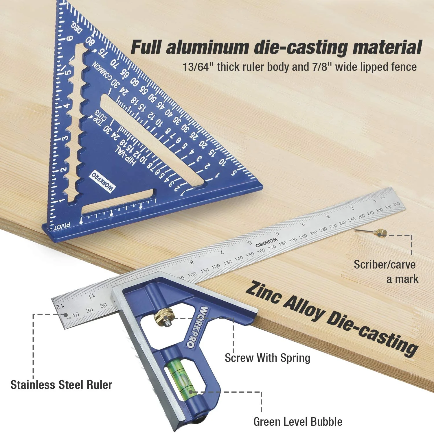 WORKPRO Rafter Square and Combination Square Tool Set - Image 2