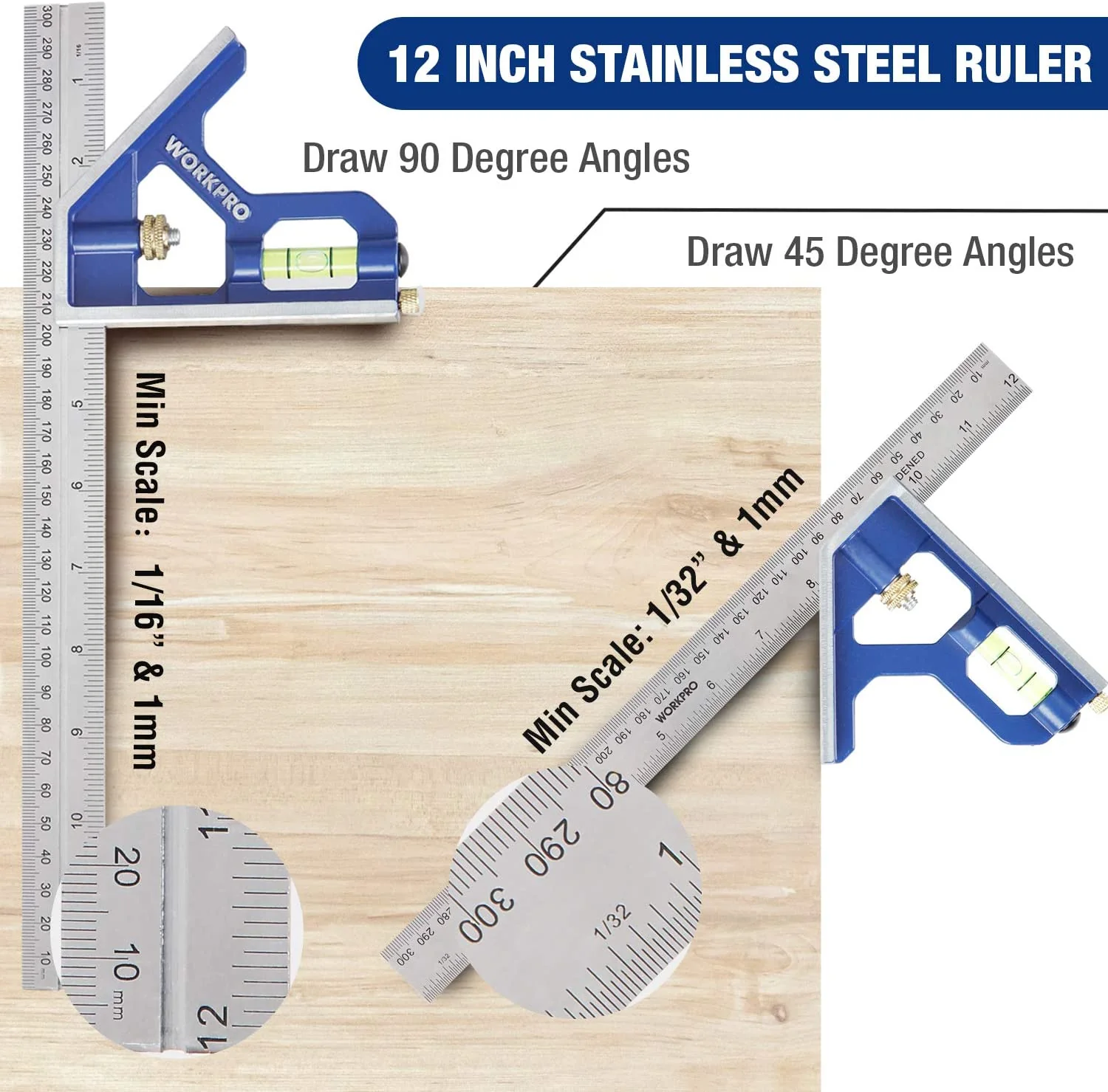 WORKPRO Rafter Square and Combination Square Tool Set - Image 4