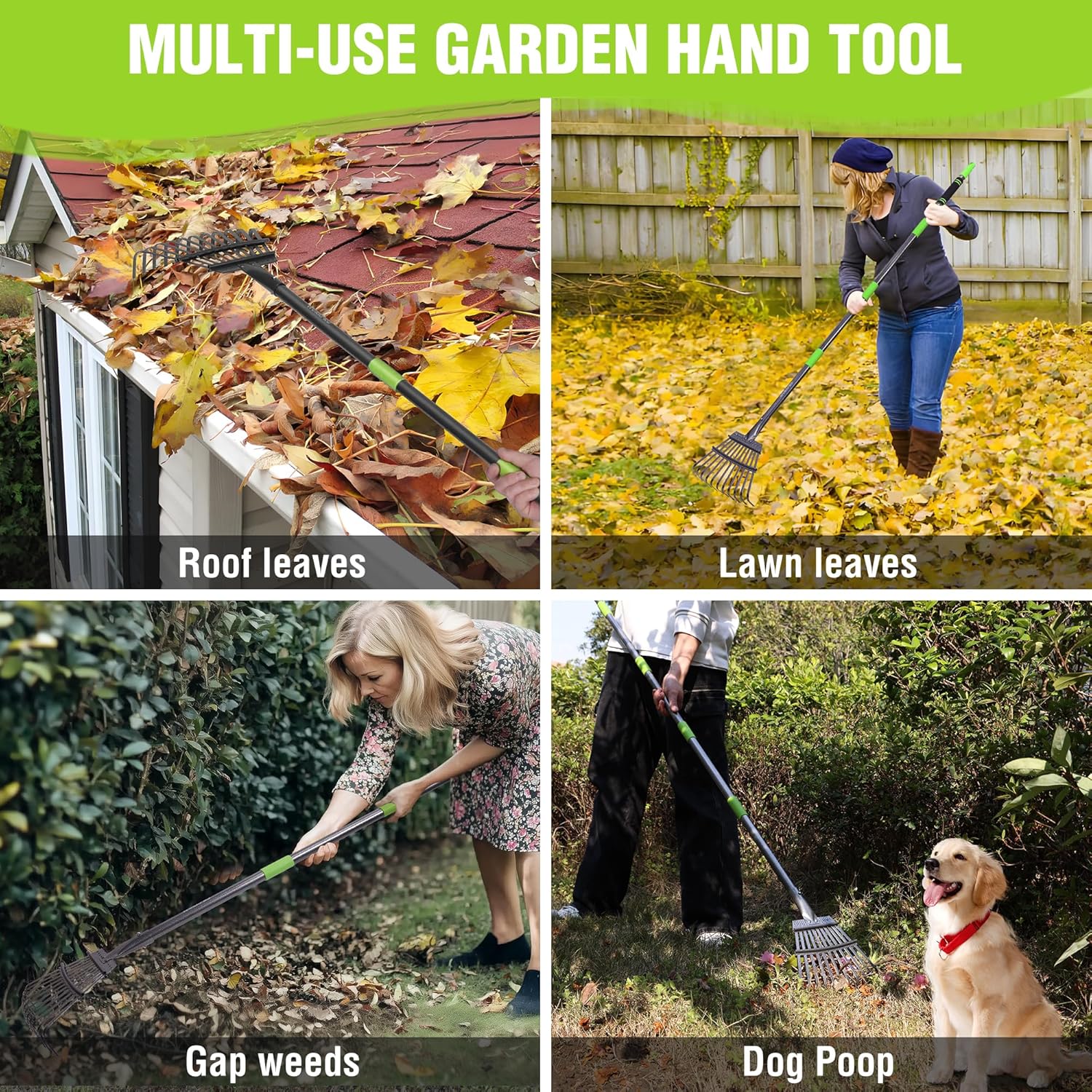 WORKPRO Rake, Small Rake for Leaves with 72” Adjustable Long Handle, 11 Steel Tines, Heavy Duty Metal Leaf Rakes for Garden, Lawn, Yard, Shrub, Flower Bed, Narrow Rakes 9" Wide Head for Tight Spaces - Image 8