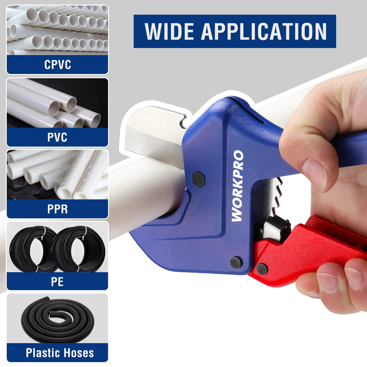 WORKPRO Ratchet PVC Pipe Cutter Tool, Cuts up to 1-5/8", 2-1/2" PEX - Image 3