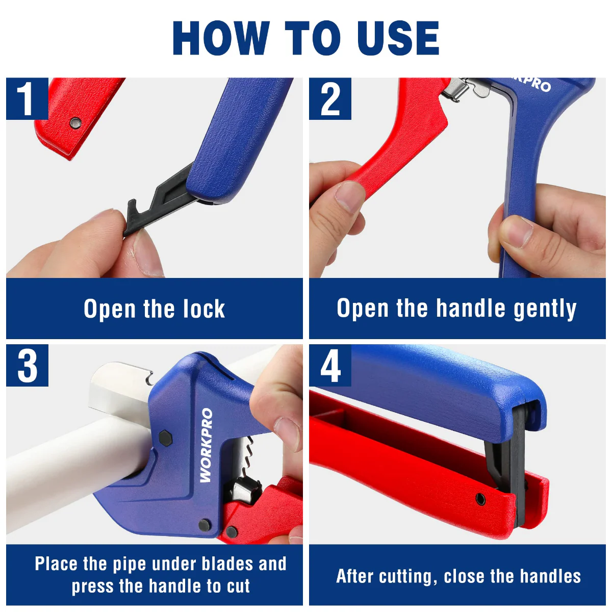 WORKPRO Ratchet PVC Pipe Cutter Tool, Cuts up to 1-5/8", 2-1/2" PEX - Image 5