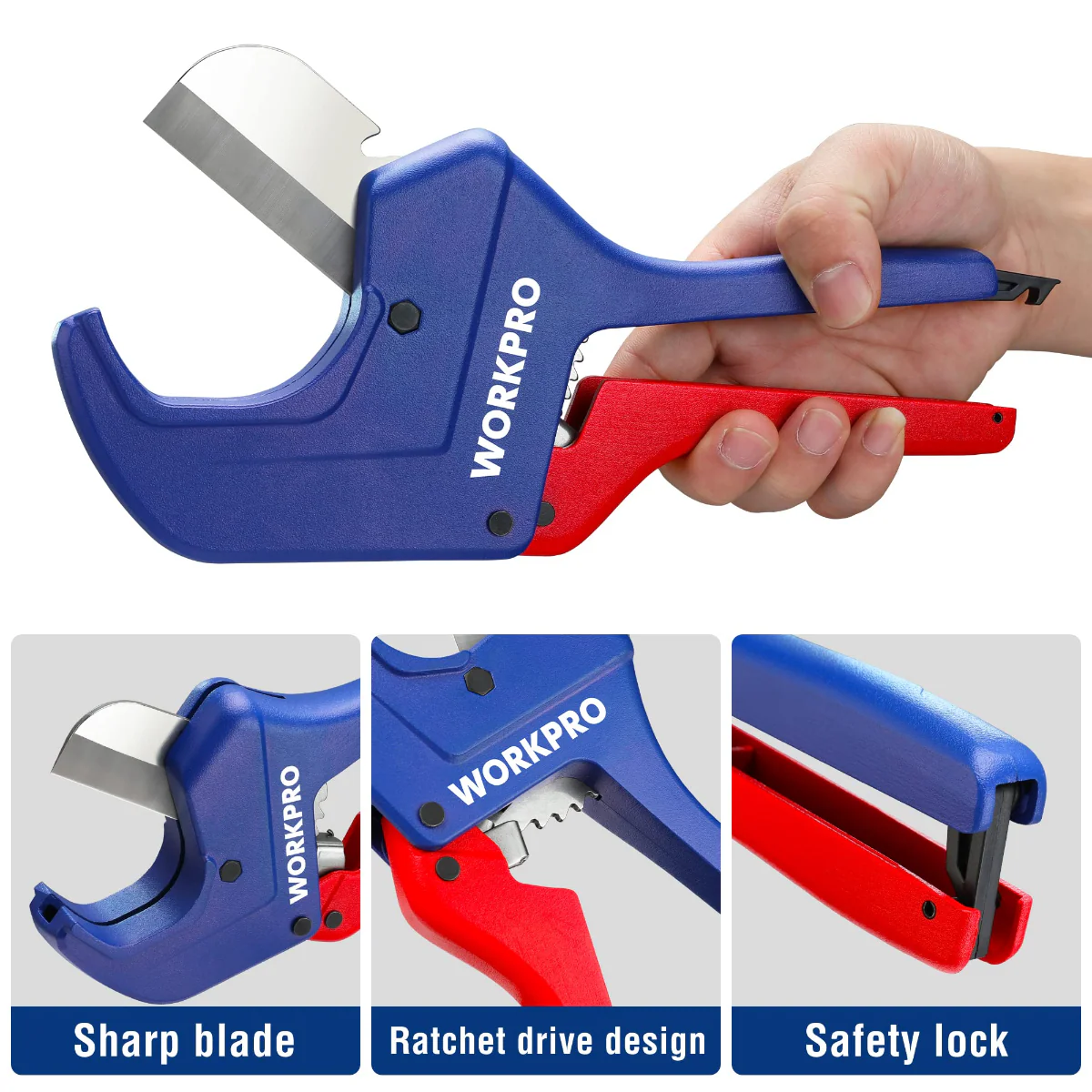 WORKPRO Ratchet PVC Pipe Cutter Tool, Cuts up to 1-5/8", 2-1/2" PEX - Image 6