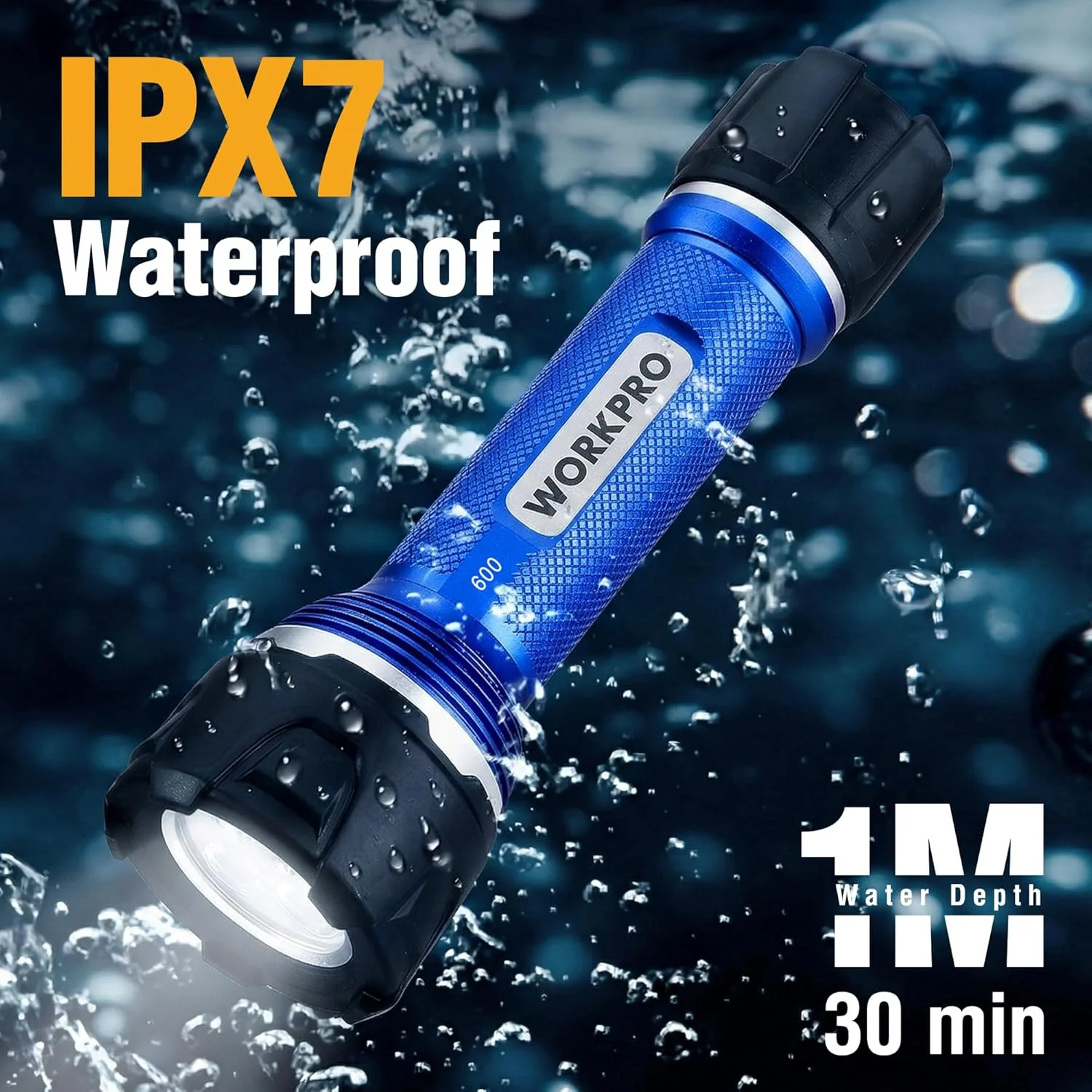 WORKPRO Rechargeable Flashlight High Lumens, Aluminum IPX7 Waterproof Compact Flash Light, Super Bright 3 Mode LED Handheld Flashlight for Home, Camping, Hiking, Emergency - Image 3