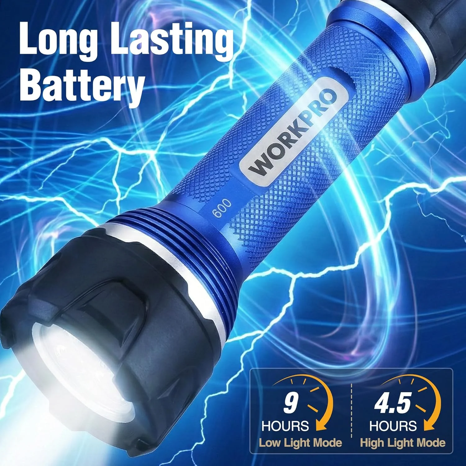 WORKPRO Rechargeable Flashlight High Lumens, Aluminum IPX7 Waterproof Compact Flash Light, Super Bright 3 Mode LED Handheld Flashlight for Home, Camping, Hiking, Emergency - Image 4