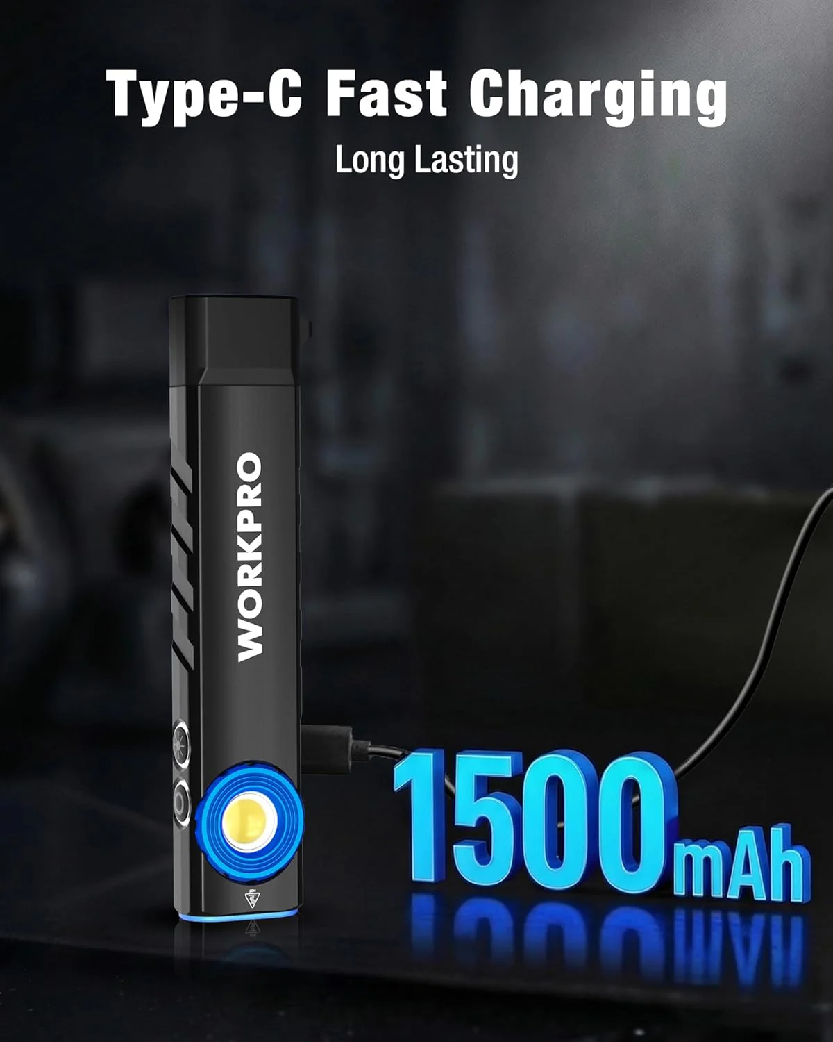 WORKPRO Rechargeable Flashlight, Magnetic EDC Flashlight Rechargeable, Flat Pocket Flashlight with UV Light, Slim LED Flashlight for Camping, Garage, Car Repair and Emergency-Black - Image 5
