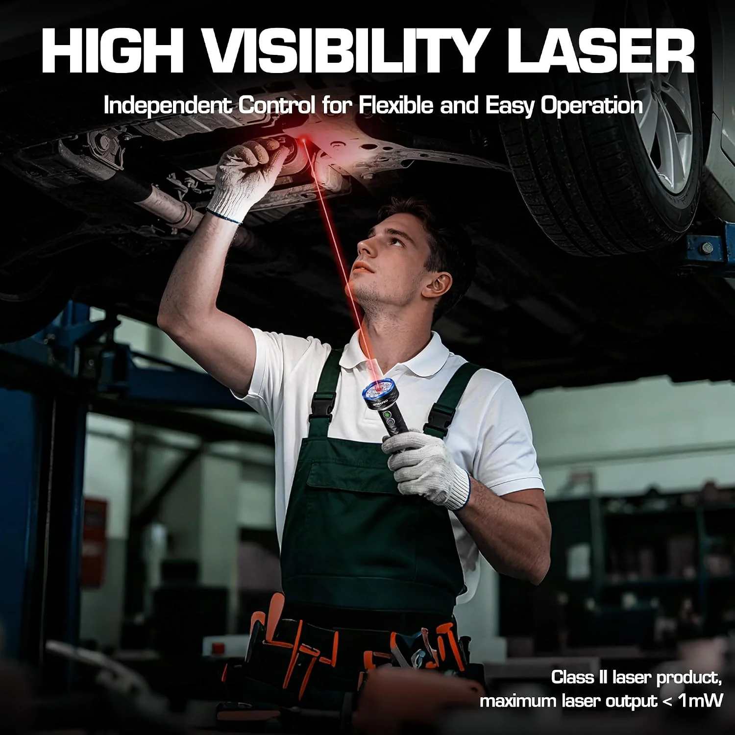 WORKPRO Rechargeable Flashlight with Red Laser, 4000LM Bright Flashlight | 6 Modes, Stepless Dimming, White LED, Warm Light, Red Light, Magnetic Base, USB-C, for Home, Camping, Working, Emergency - Image 6