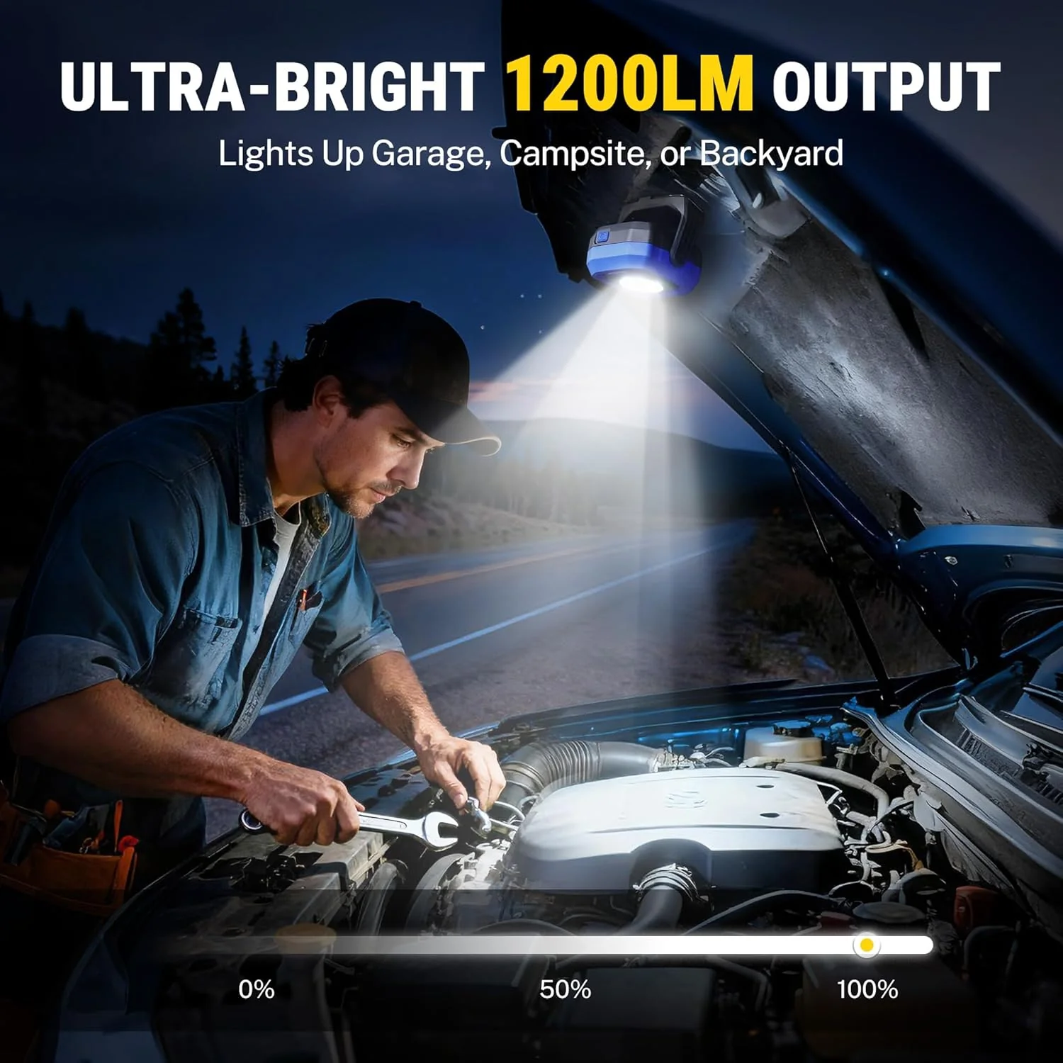 WORKPRO Rechargeable Work Light, 1200LM Magnetic Light with 4000mAh Battery, Portable LED with 4 Modes, IPX4 Water-Resistant, Led Work Light for Car, Camping, Emergency, Christmas Gifts - Image 2