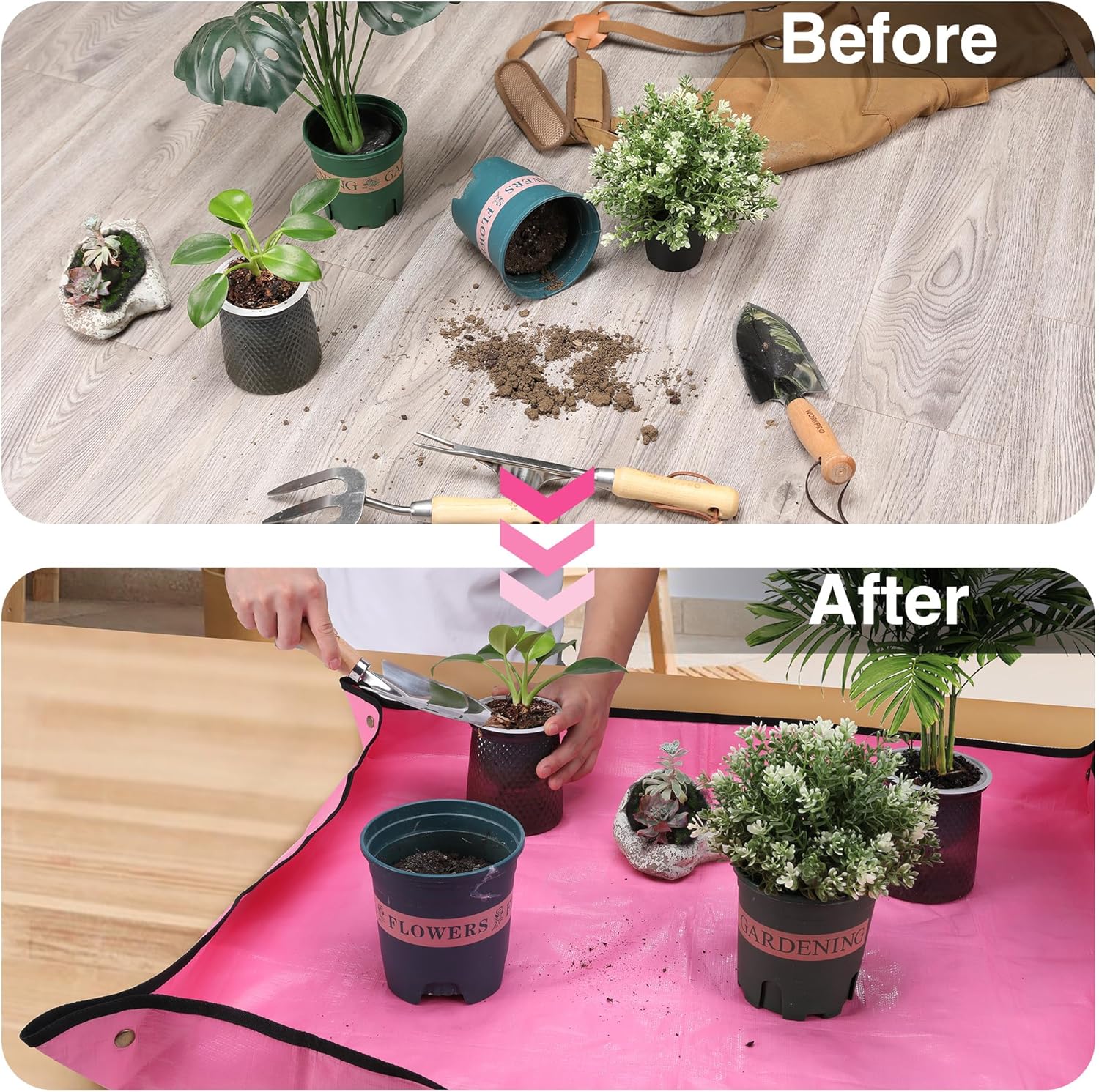 WORKPRO Repotting Mat for Indoor Plant Transplanting, 39.5" X 31.5" | Thickened Waterproof Potting Mat, Square Planting Tray, Mess Control, Gardening Gifts for Plant Lovers - Image 2