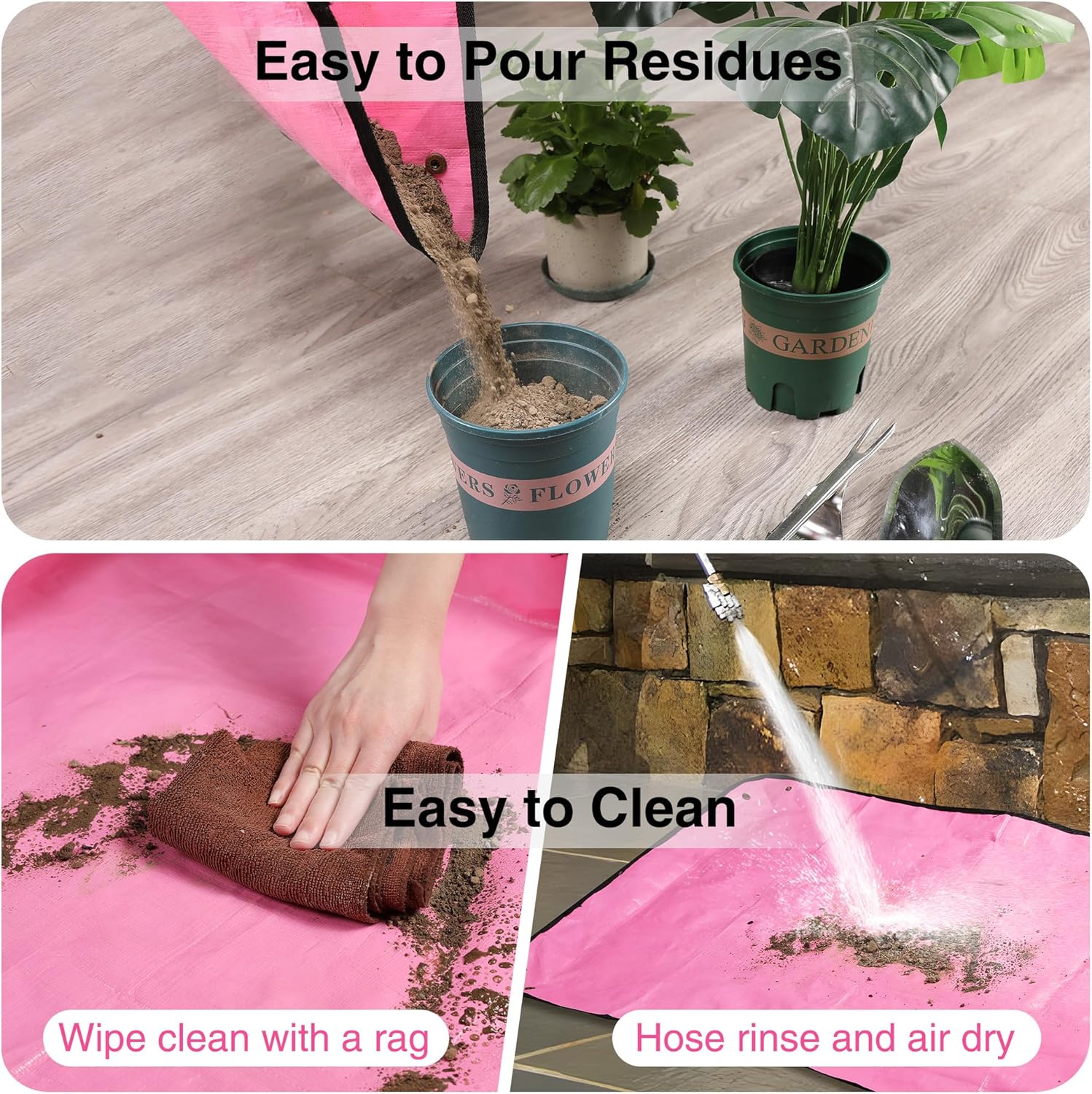 WORKPRO Repotting Mat for Indoor Plant Transplanting, 39.5" X 31.5" | Thickened Waterproof Potting Mat, Square Planting Tray, Mess Control, Gardening Gifts for Plant Lovers - Image 6