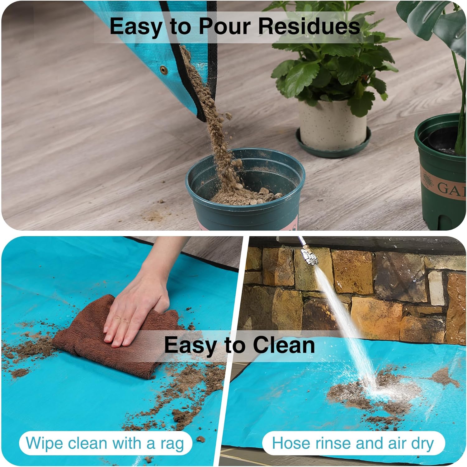 WORKPRO Repotting Mat for Indoor Plant Transplanting | 39.5" X 31.5", Thickened Waterproof, Square Planting Tray, Mess Control, Gardening Gifts for Plant Lovers - Image 5