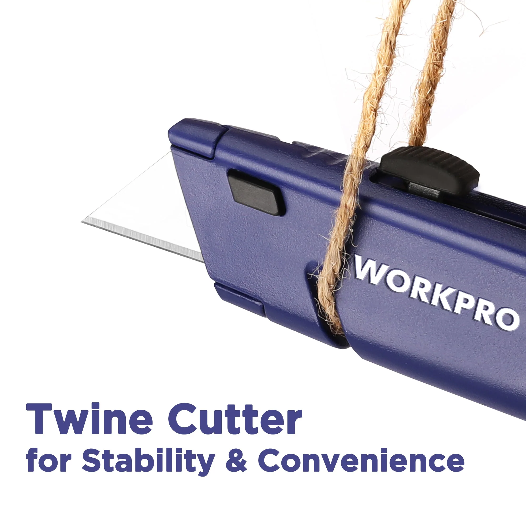 WORKPRO Retractable Box Cutter, Quick Change Utility Knife with Extra Blade Storage - Heavy Duty Aluminum Razor Knife, Twine Cutter, Bonus SK5 Blades Included, Blue - Image 8