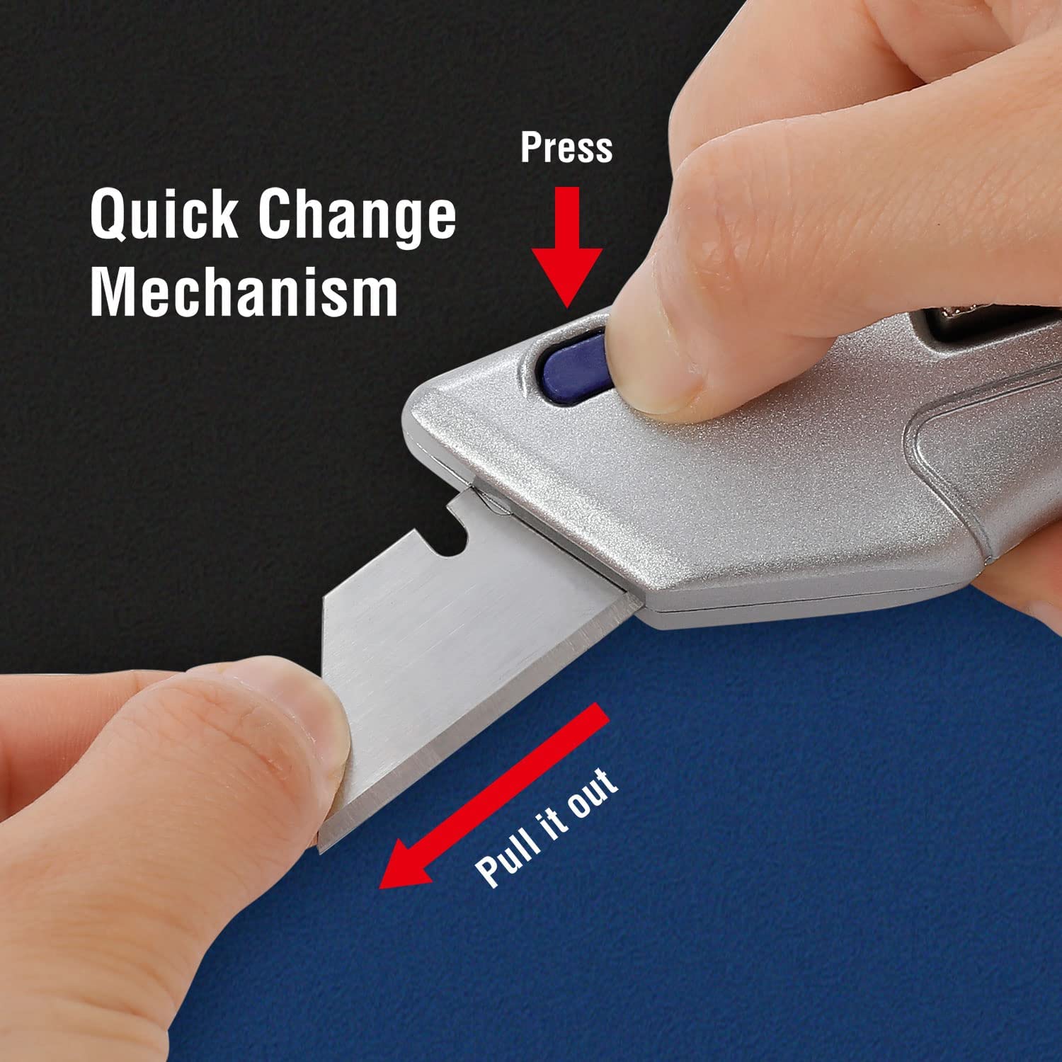 WORKPRO Retractable Utility Knife and Self-retracting Safety Box with 2 Extra Blades Included - Image 3