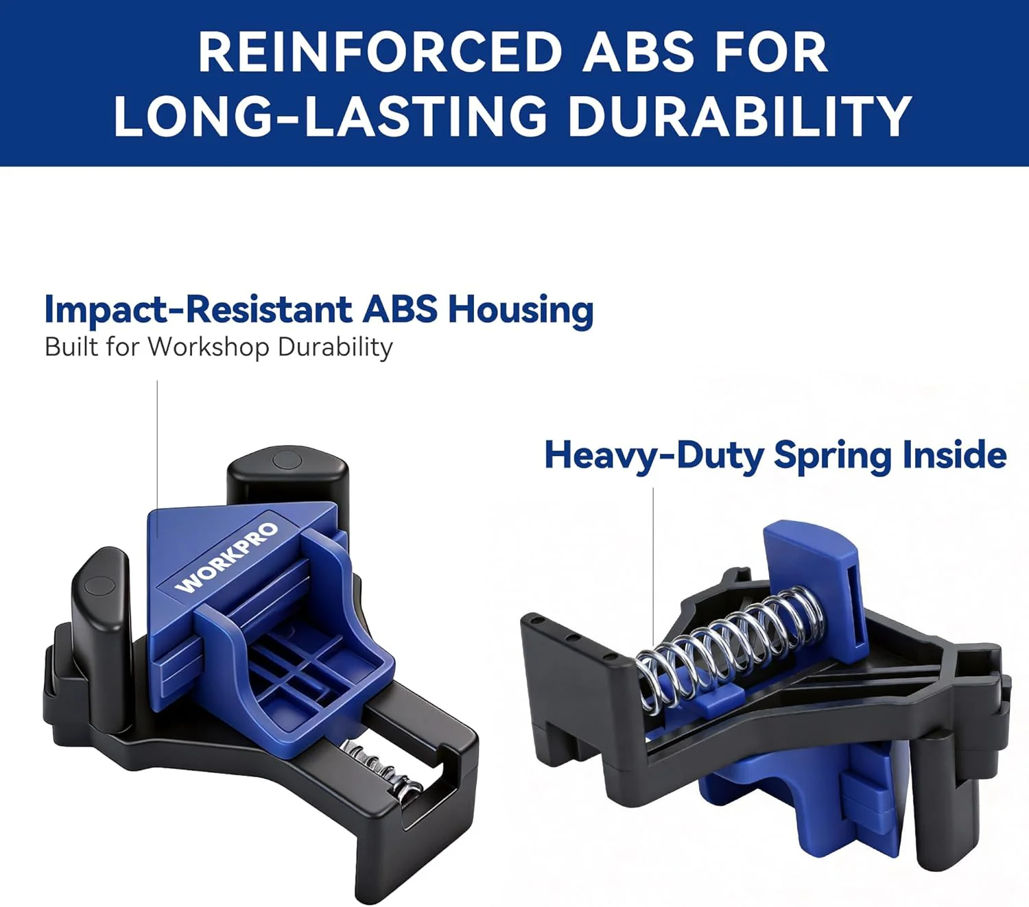 WORKPRO Right Angle Corner Clamps for Woodworking, Set of 4 Adjustable Spring-Loaded One-Handed Clamps, Carpentry Tools for Framing, Cabinets, and Projects - Image 8