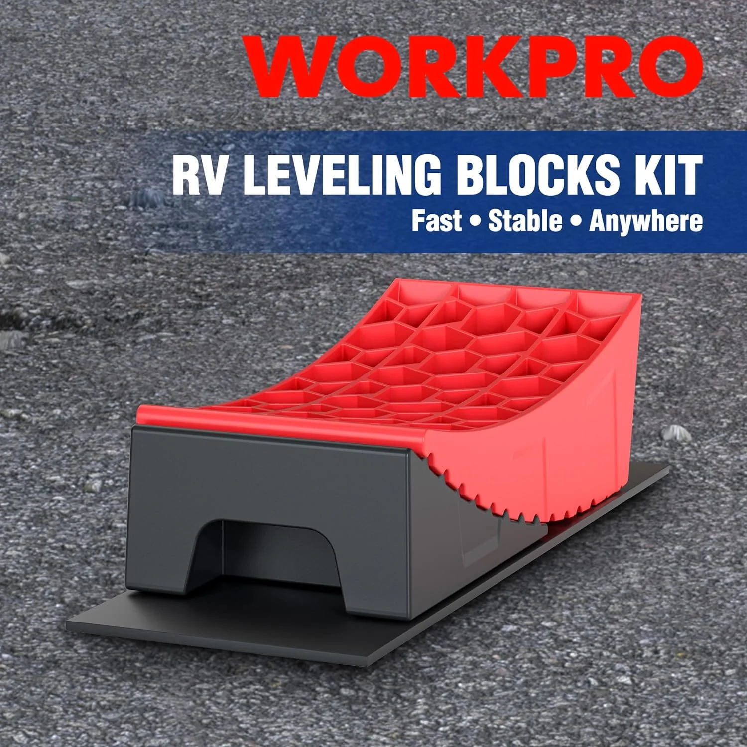 WORKPRO RV Leveling Blocks Kit, 9-Piece Camper Trailer Levelers | Heavy Duty RV Leveling System with Anti-Slip Mats, Bubble Levels & Carry Bag for Stable Camper and Trailer Setup - Image 2