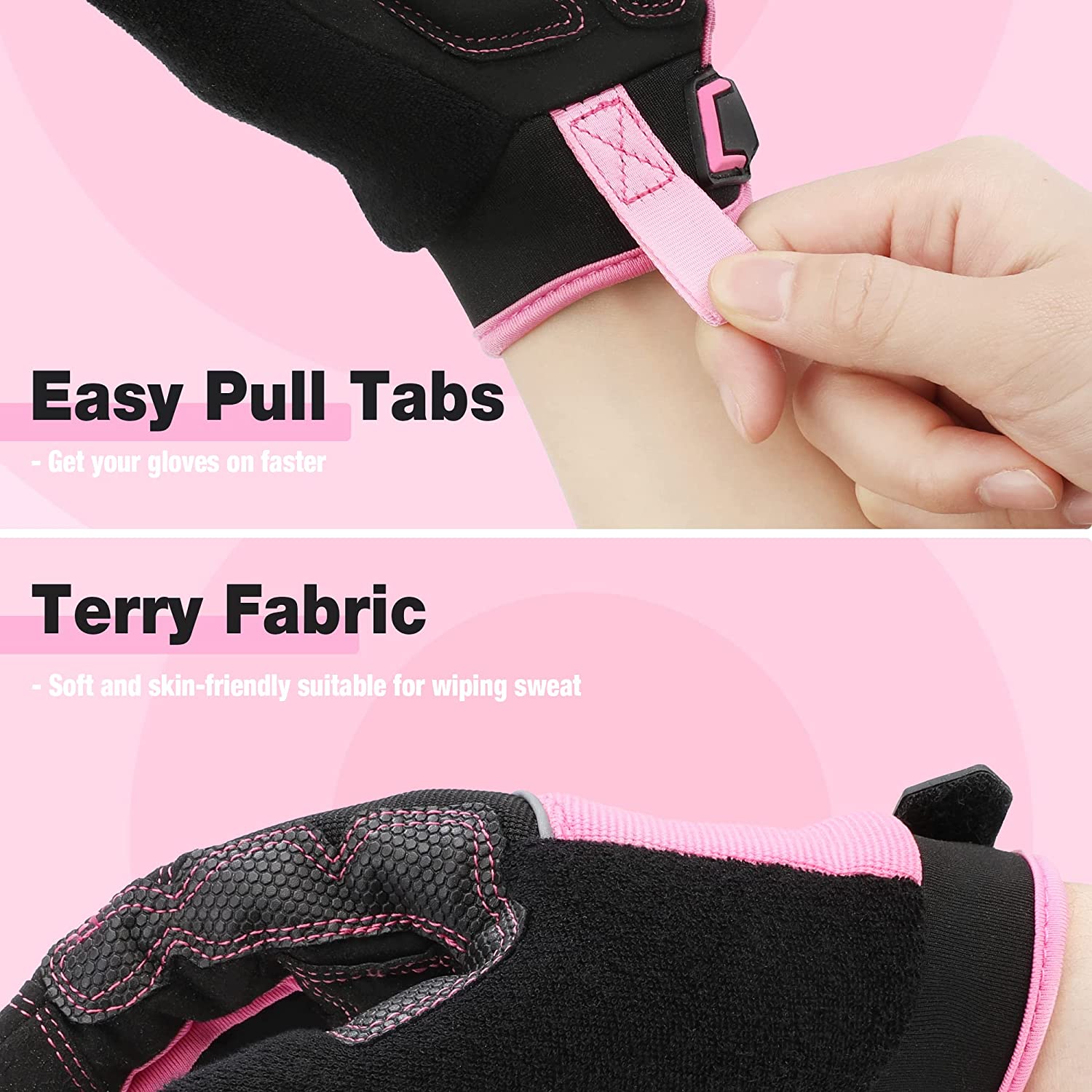 WORKPRO Safety Work Gloves, Touch Screen, Terry Fabric, Non-Slip Pink Working Gloves- M/L - Pink Ribbon - Image 5